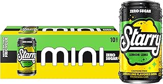 Starry Zero Sugar Lemon Lime Soda, Caffeine Free, Mini Cans, 7.5 Ounce (Pack of 10)