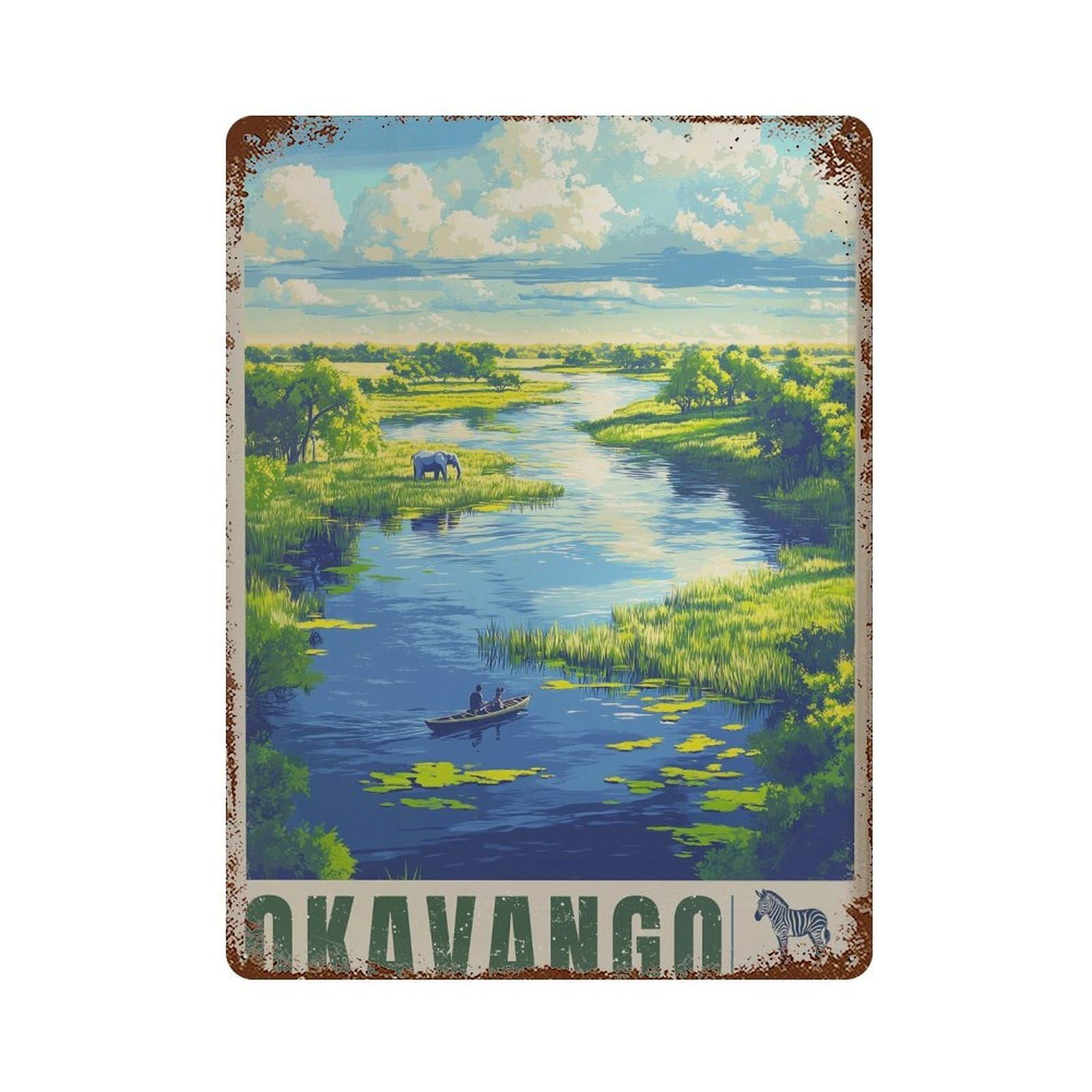 xiaoxiaoshen Okavango Delta Travel Botswana Africa Wall Decor Art Metal Tin Poster Modern Home Decor Art Home Bar Shop Decorations Vintage Sign 40x30cm