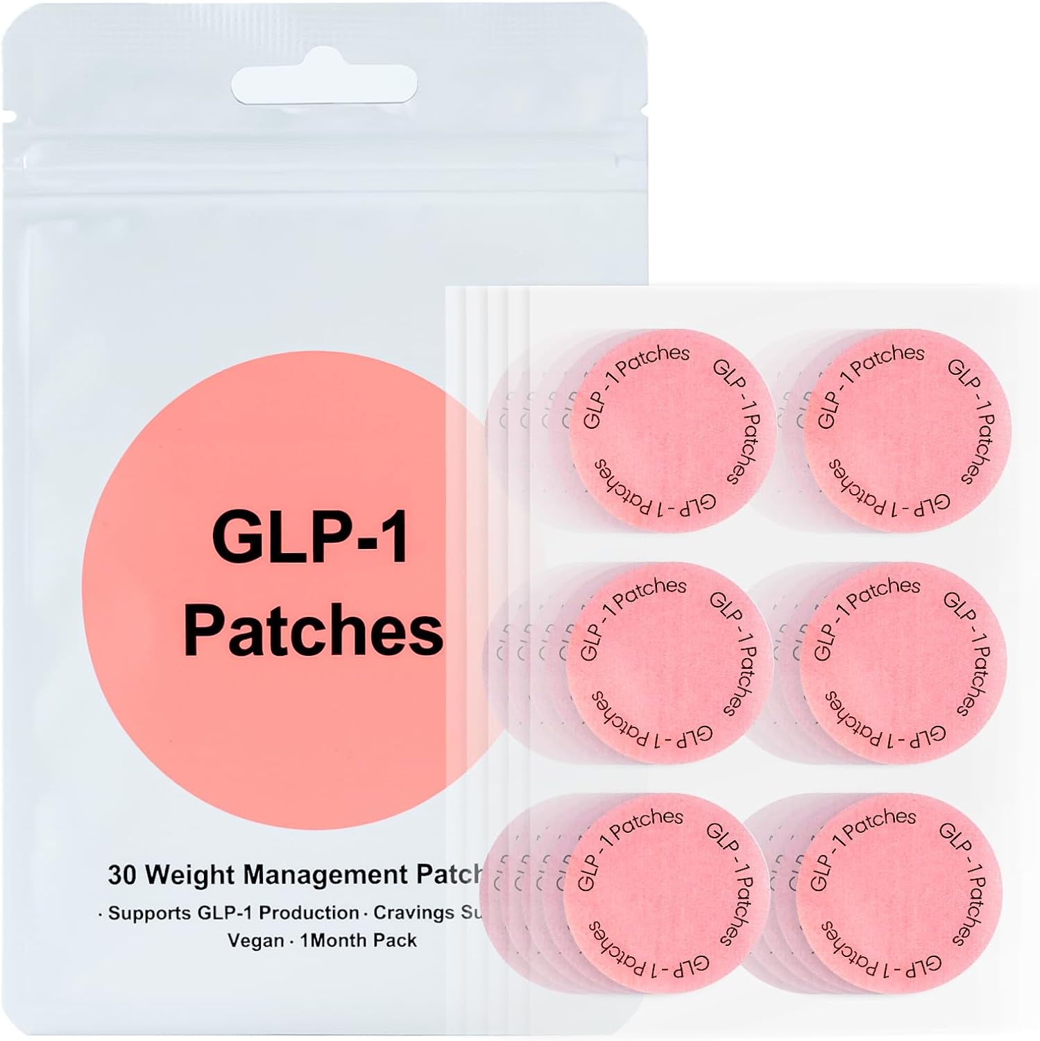 GLP-1 Patches for Women Skin: 30 Count Natural Ingredients Cosmetic Patches with L-Glutamine Berberine Chromium Pomegranate and Cinnamon