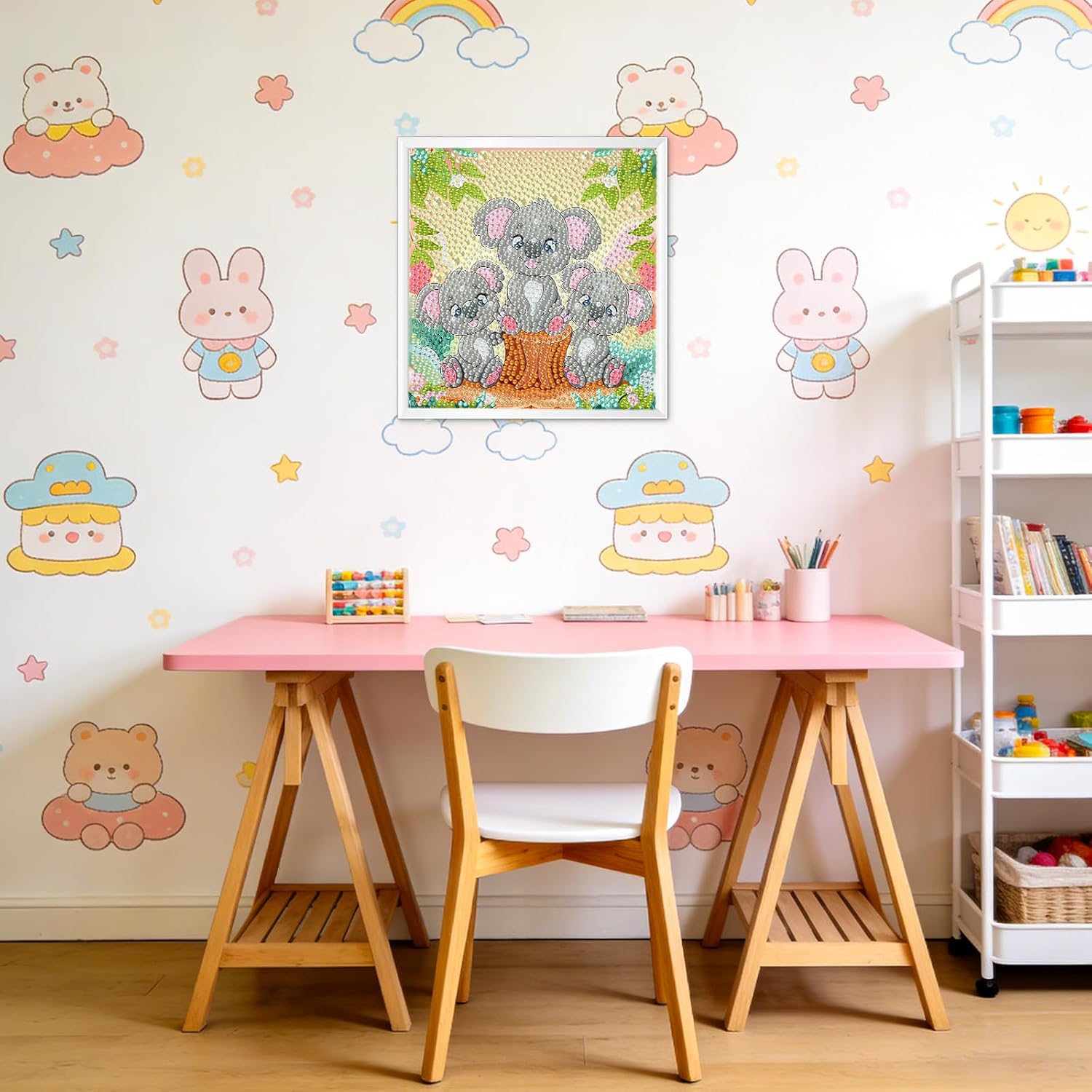 DOMROM Diamond Art Kits for Kids with Frame, Diamond Painting Koala for Kids Ages 4-8-12, Easy DIY Crystal Gem Art for Children, Home Wall Decor 6×6 Inch image 3