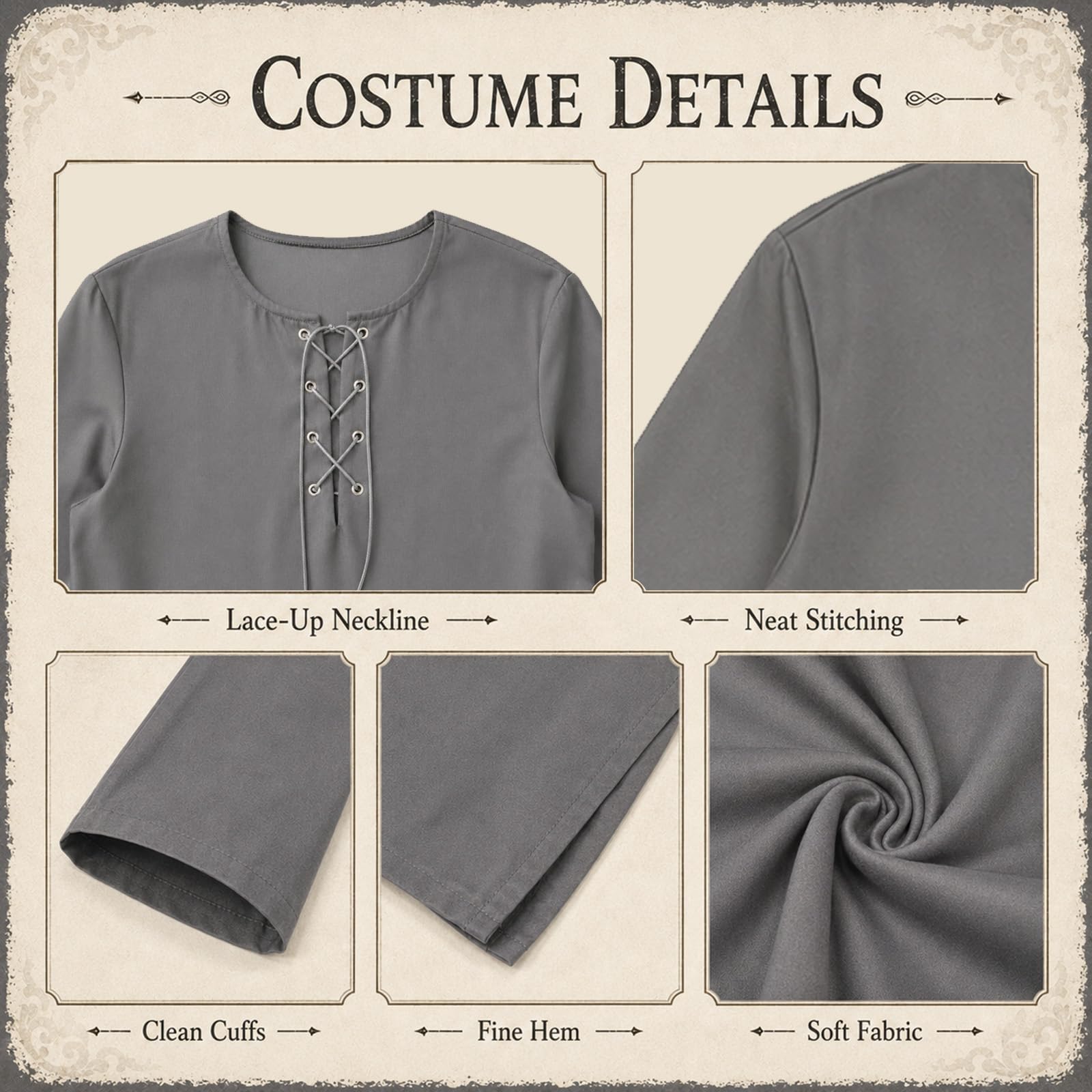 Costume da mago grigio, per adulti, per Halloween, 5 pezzi