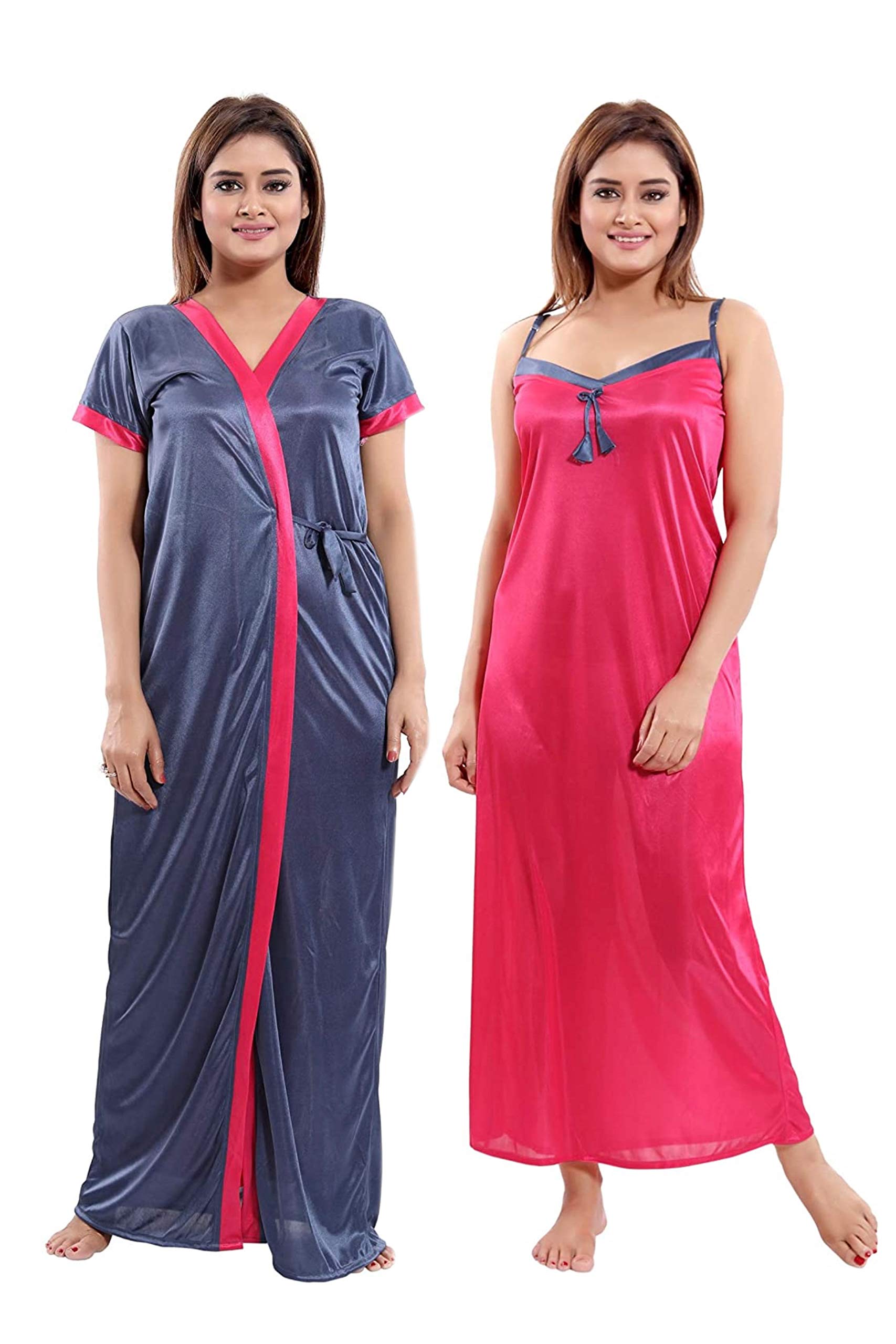 Satin 2 Pcs. Mix Match Nighty Set,Nighty & Robe (House Coat) for Girl/Women's-image-36