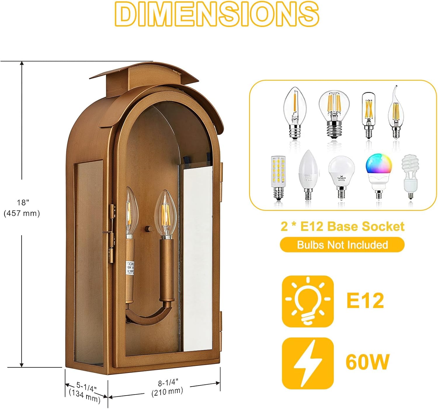 2026 New Outdoor Wall Sconce with Fully Openable Door, Modern 18 Inch Porch Light, Outdoor Wall Light Fixture with Closed Bottom, 2-Light Waterproof Wall Lamp for Front Door, Garage, Garden