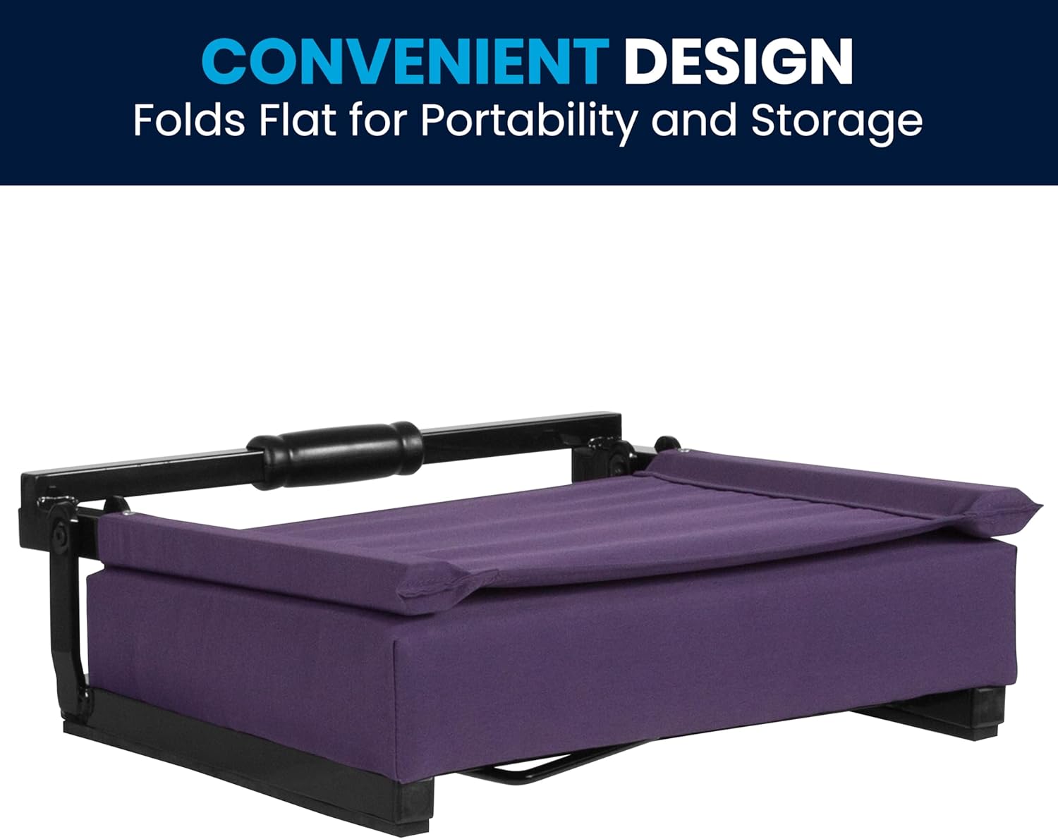 Flash Furniture Grandstand Portable Stadium Seat for Bleachers or Benches, Folding Padded Stadium Chair with Carrying Handle, 500 lb. Weight Capacity, Dark Purple