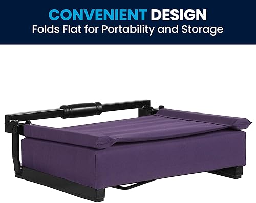 Miniatura 7 de Flash Furniture Asiento de estadio portátil Grandstand para gradas o bancos, silla de estadio acolchada plegable con asa de transporte, capacidad de