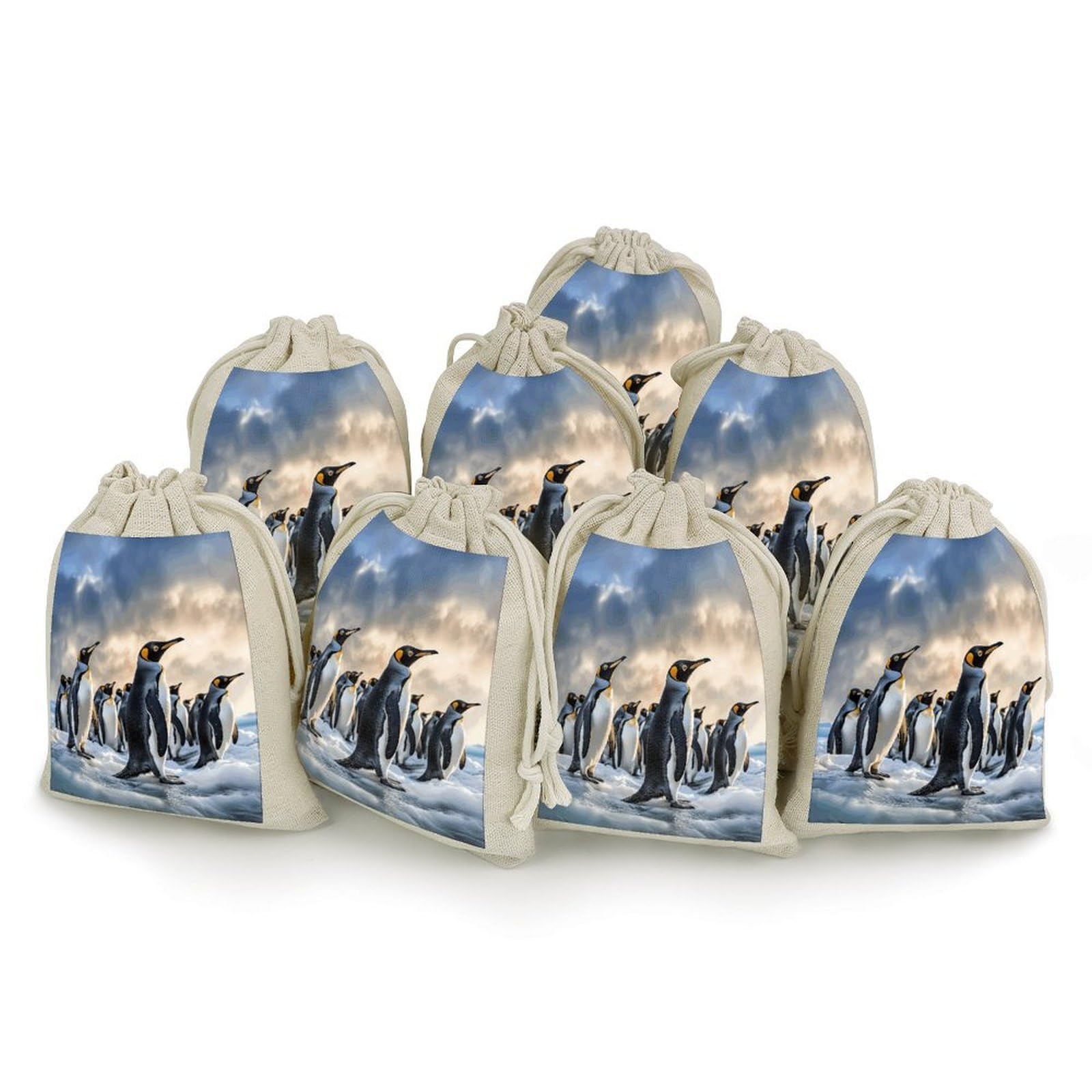 Adfgyerh Style Sea Penguin Bags With Drawstring Reusable,Jewelry Bags 4.9 X 6.7 Inch, Set Of 8,Gift Bags For Party Wedding Storage Home Supplies