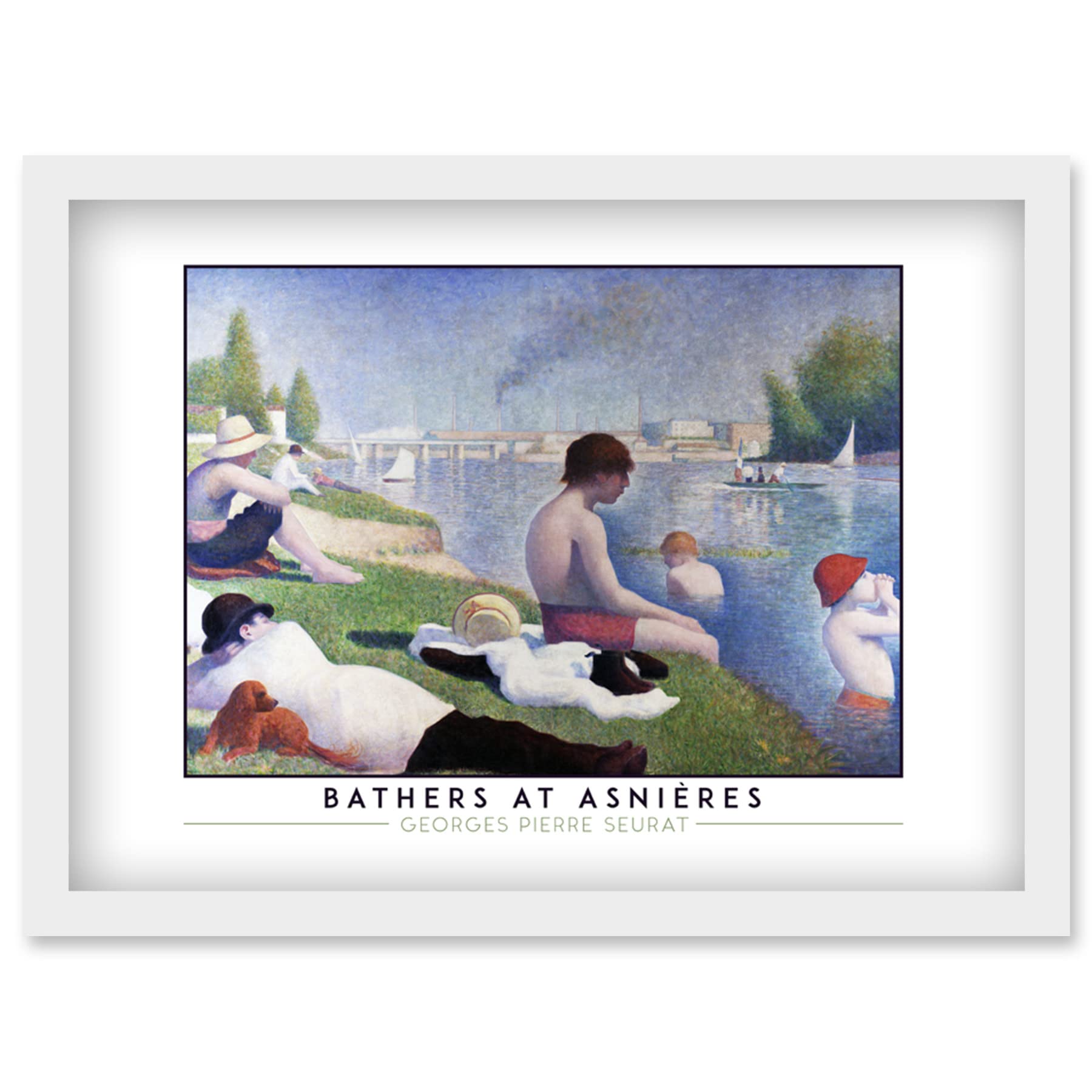 Georges Seurat Bathers At Asnières Framed Wall Art Print - A4 Size - Artery8