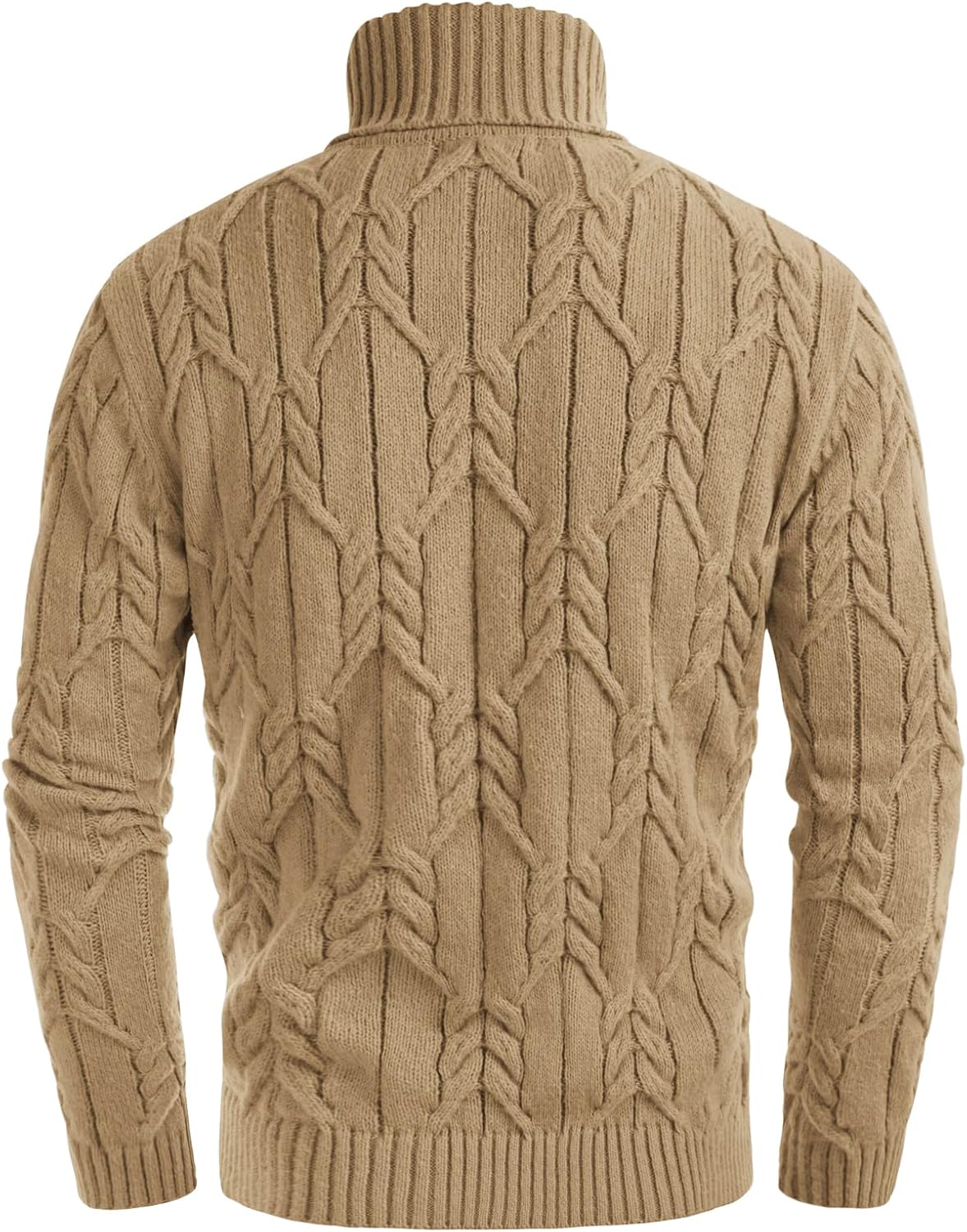 GRACE KARIN Men Turtleneck Sweater Long Sleeve Cable Knit Sweaters Slim Fit Mock Neck Twisted Pullover - Image 5