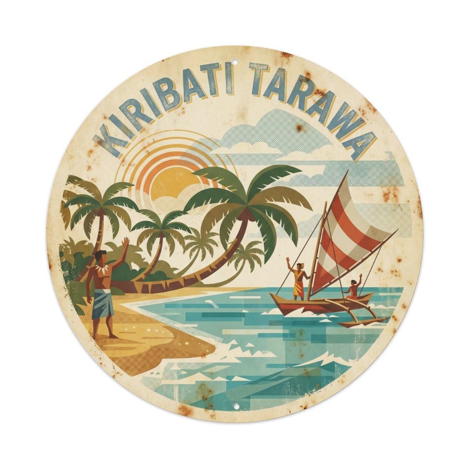 Kiribati Tarawa Micronesia Island WPA Travel Metal Tin Sign