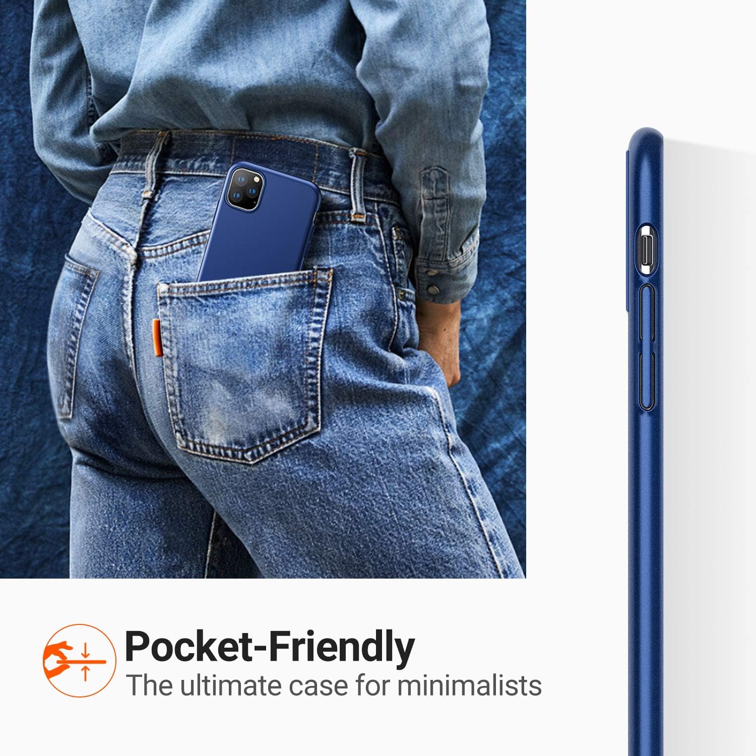 TORRAS Slim Fit Compatible for iPhone 11 Pro Max Case, Ultra Thin Lightweight Silky Smooth Touch Matte Finish Grip Hard Plastic Minimalist Compatible for iPhone 11 Pro Max Cases, Navy Blue