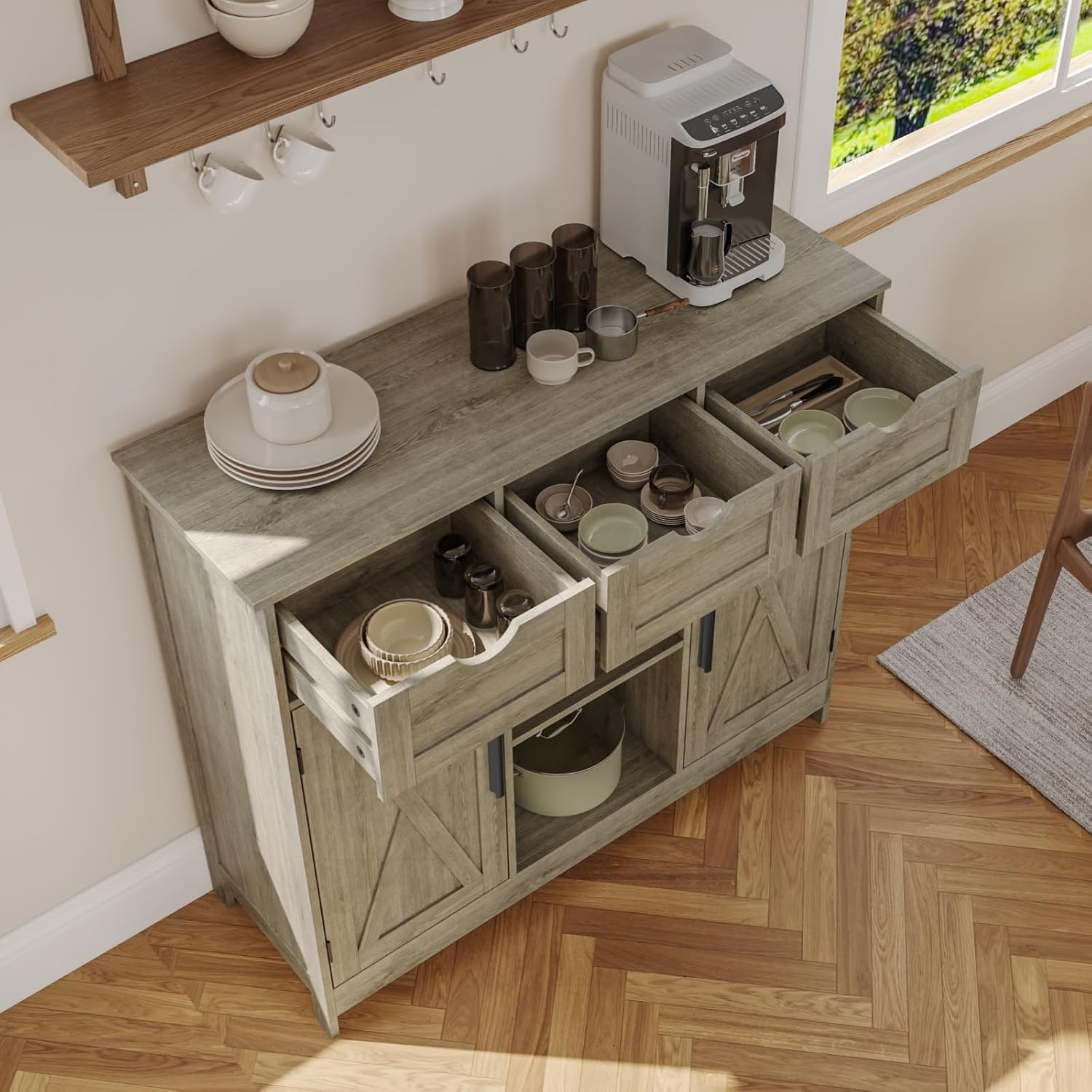Stylish and Functional Viaozutis Gray Kitchen Cabinet