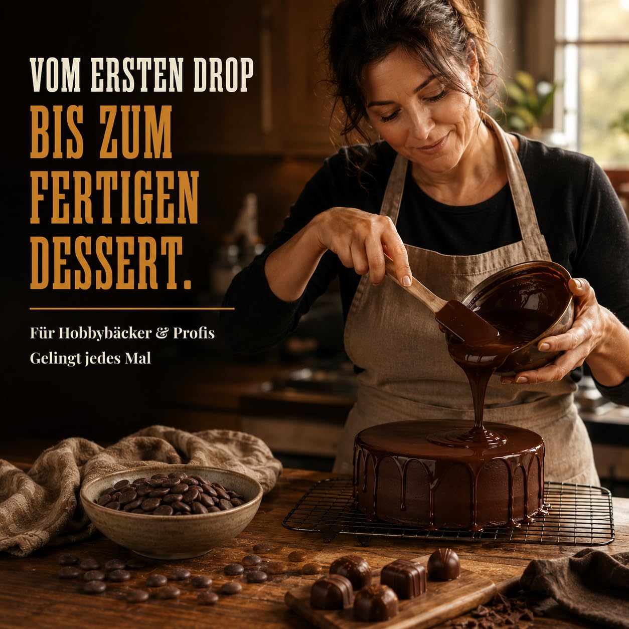 GiDeli Dunkle Schokoladenkuvertüre 70% Drops 5kg im Eimer - Professionelle Zartbitterschokolade zum Temperieren - Kakao aus Ghana - Fließfähigkeit 45 - Ideal für Torten, Pralinen & Ganache