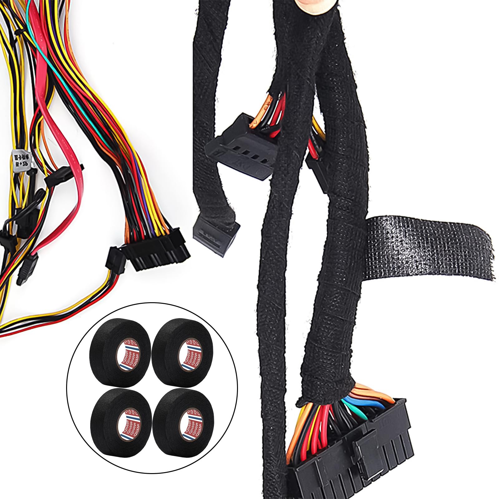 Nastro Tessuto Nero Per Auto E Casa - 4 Rotoli Da 19mm X 20m, Isolante, Antiscivolo, Per Cablaggi E Riparazioni - Foto 5