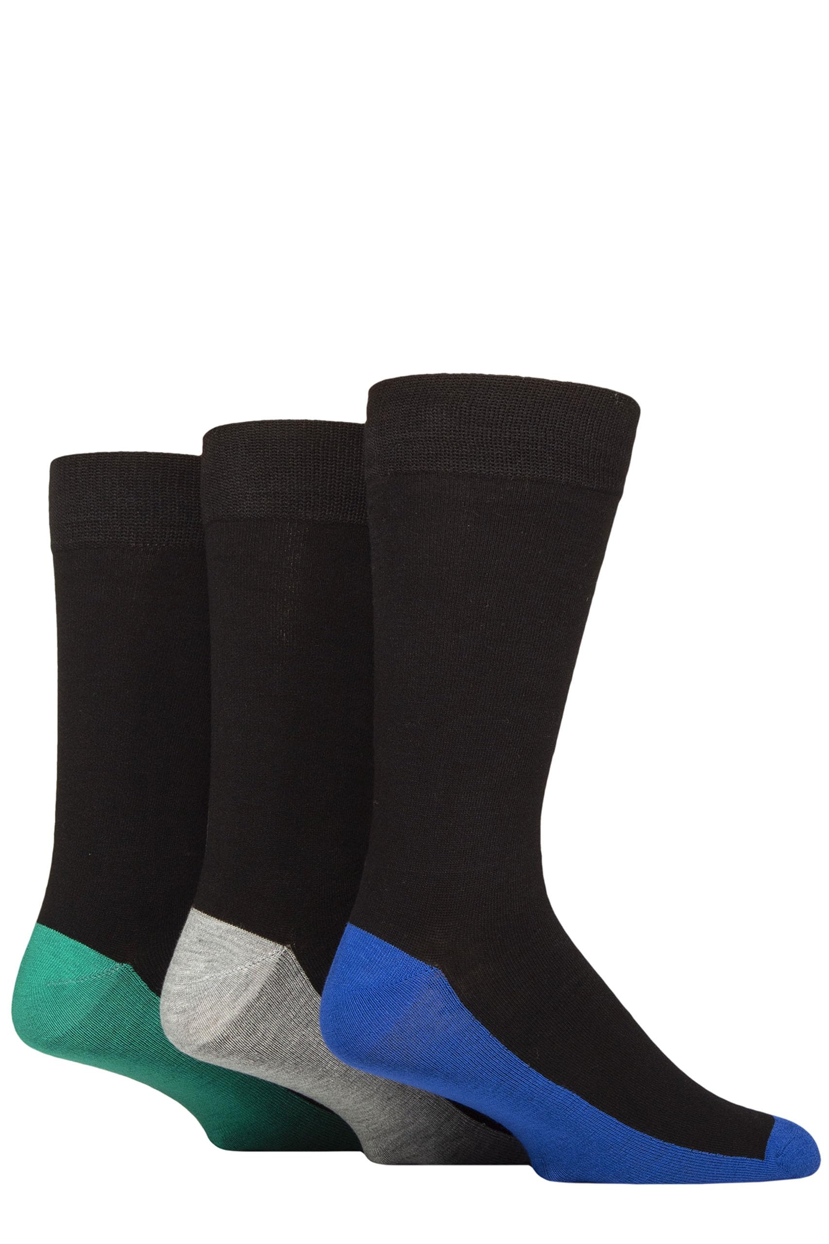 SockShop Wildfeet Mens Patterned, Spots and Stripes Bamboo Socks Pack of 3 Footbed Blue/Grey/Green 7-11