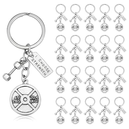 20PCS Dumbbell Keychains, Weightlifting Gym Charms Motivational Sports Keyrings 45