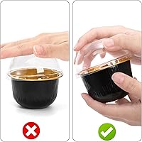 Vista 5 de Hacaroa 100 Pcs Aluminum Foil Baking Cups with Dome Lids, 6 Oz Disposable Cupcake Liners Ramekins, Reusable Mini Muffin Case Dessert Containers for
