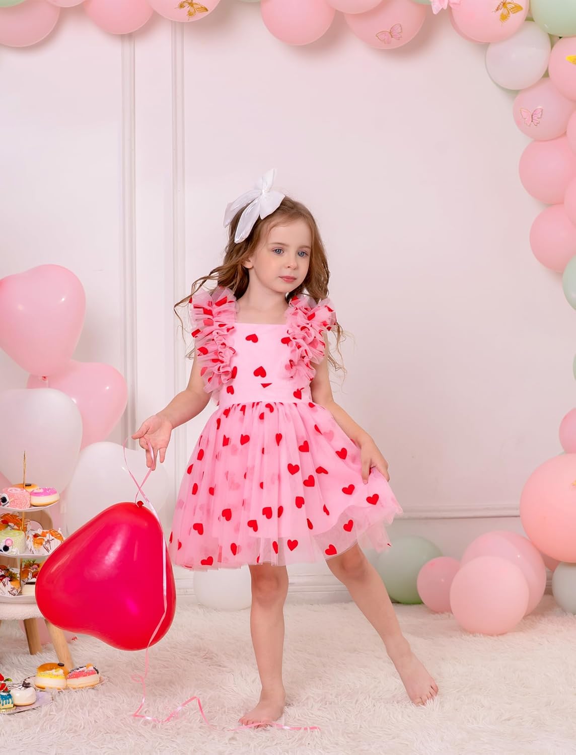 OBEEII Birthday Dress for Girls Toddler Sequin Dots Tulle Princess Party Dress Pageant Photoshoot Dress - Image 5