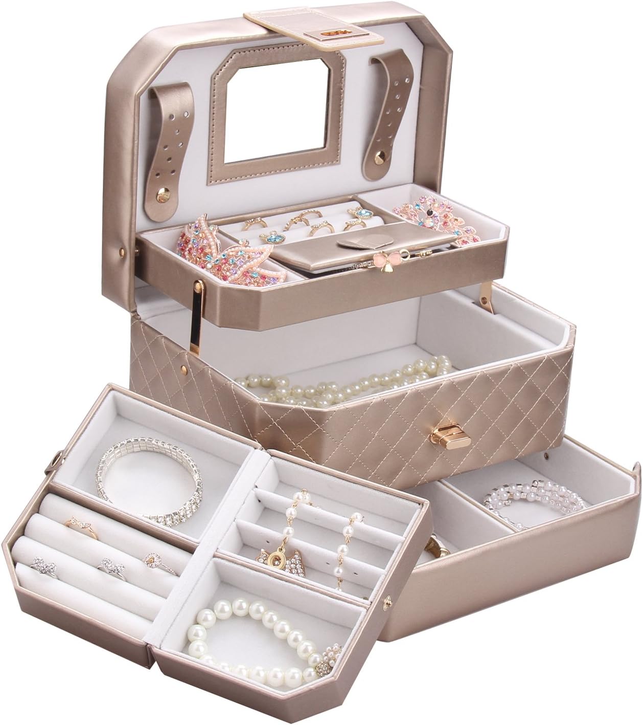 [ROULING] Jewellery Box Storage Case Beads Watch Case Gift Box Faux Leather ZG223