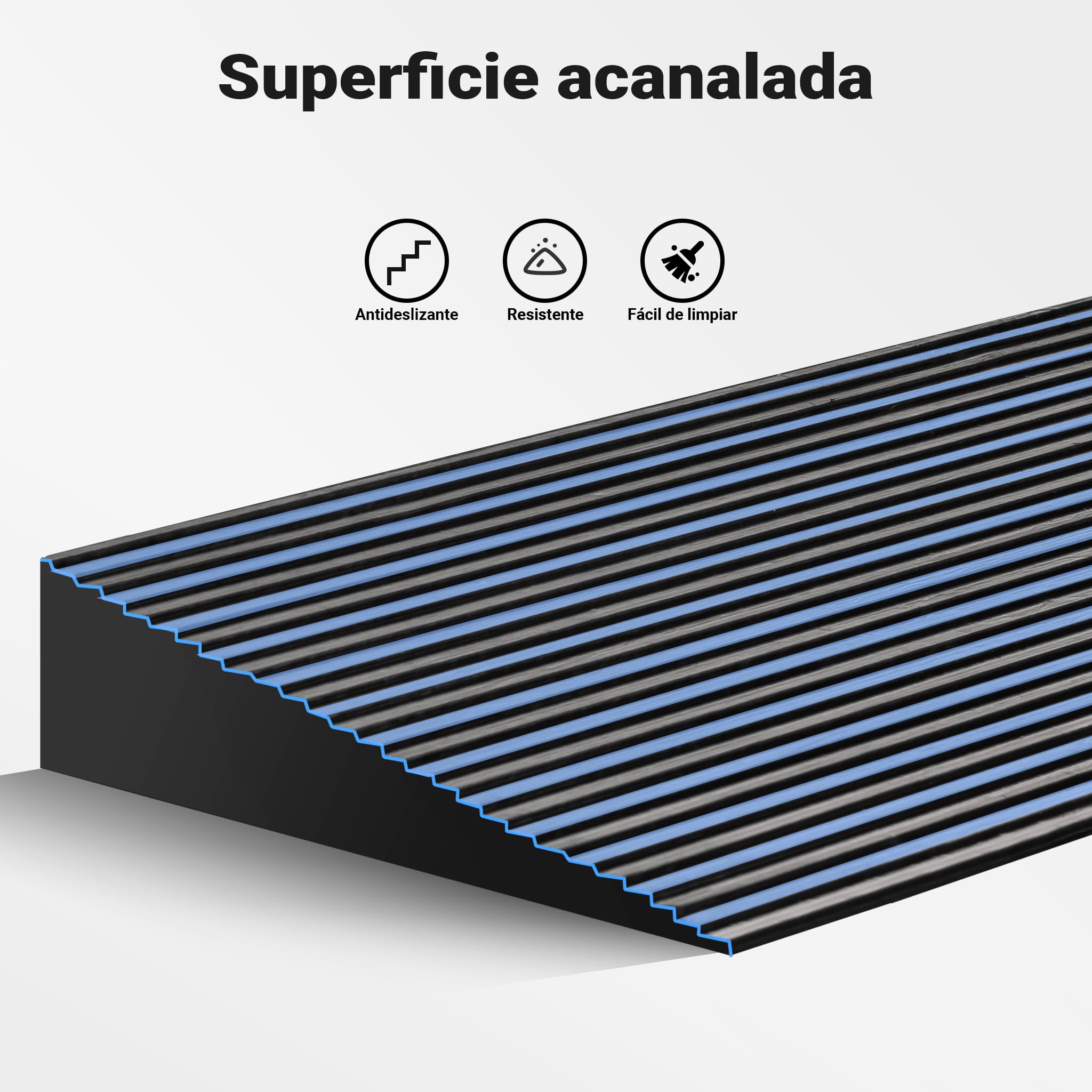 Wiltec Rampa de Goma 900 x 250 x 45 mm Recortable a Medida con Capacidad de Carga de 50 toneladas y Superficie Antideslizante, Ideal para bordillos y umbrales