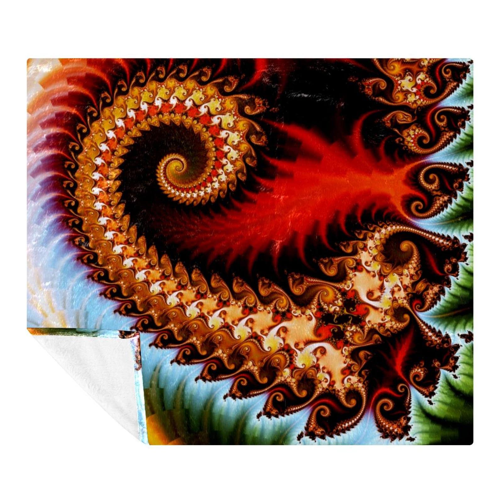 Couverture douce pour voyage et canapé motif dragon fractal