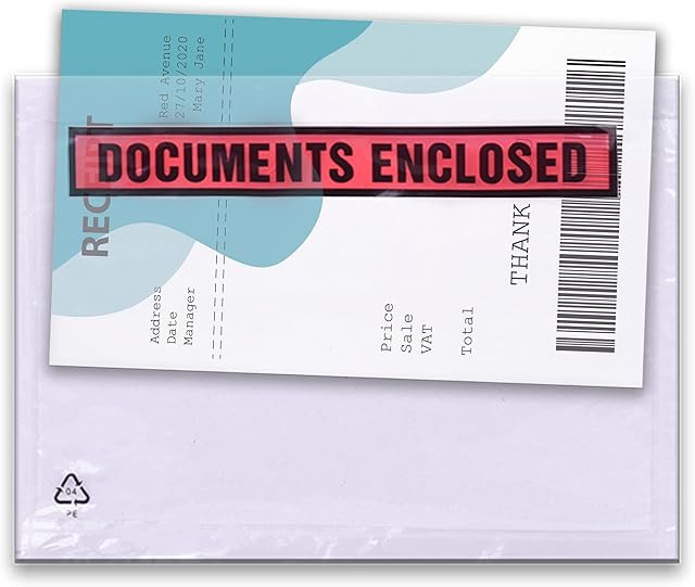 Triplast 200 x A6 Printed Document Enclosed Wallet (158 x 110 mm) | Peel & Seal Clear Plastic Envelopes/Sleeves/Pockets/Wallets | Attach Invoices, Packing Lists & Delivery Notes to Parcels