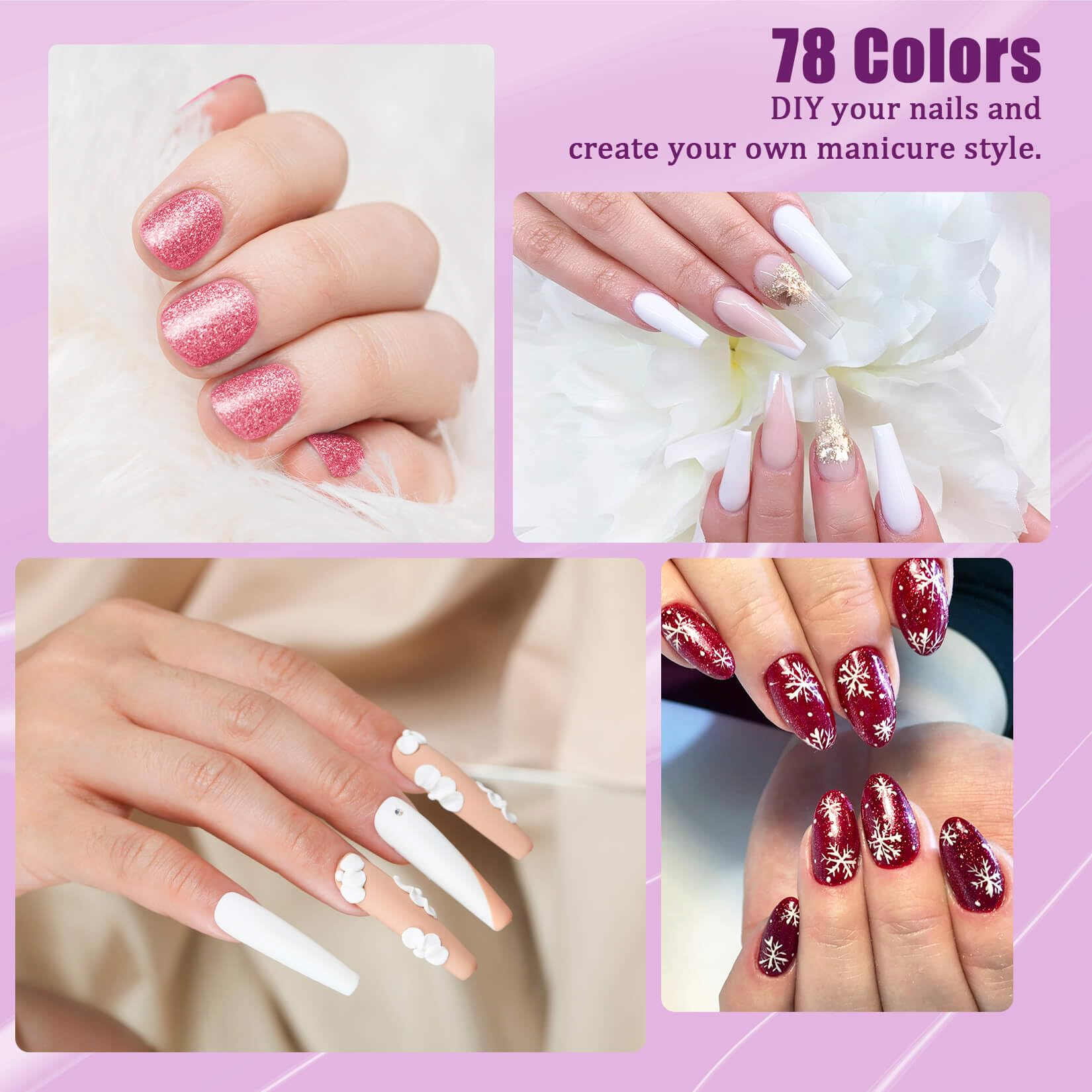 Phoenixy Poudre Acrylique Pour Ongles 78 Couleurs Kit Acrylique Ongles Complet Avec Acrylique Liquide Monomer Faux Ongles Outils D'art D'ongle Nail Art Extension Kit Manucure