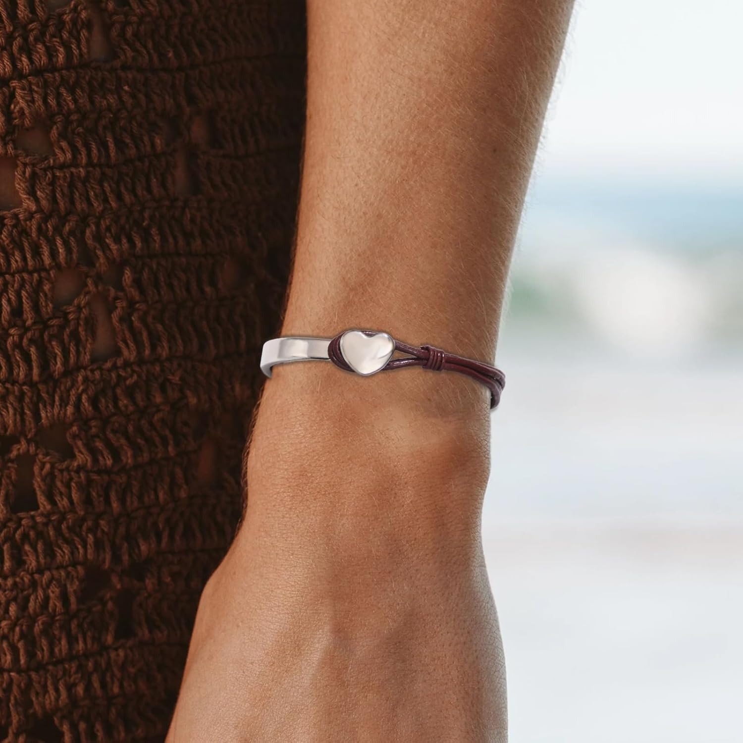 Leather Bracelets for Women Heart Bracelet Boho Colorful Leather Wrap Braided Cuff Bracelet Jewelry Dress Accessories Trendy Stuff Birthday Christmas Gifts Stocking Stuffers - Image 3