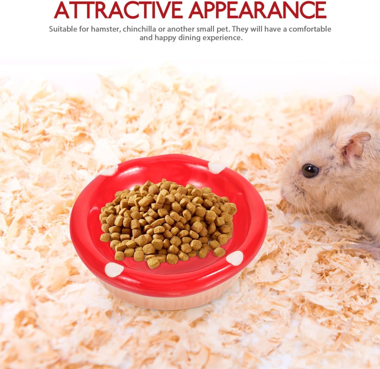 FRCOLOR Ceramic Hamster Food Bowl Mushroom Shape Anti-Spill Small Animal Dish for Rabbits Gerbils and Chinchillas Cage Accessories Pet Feeding Supplies