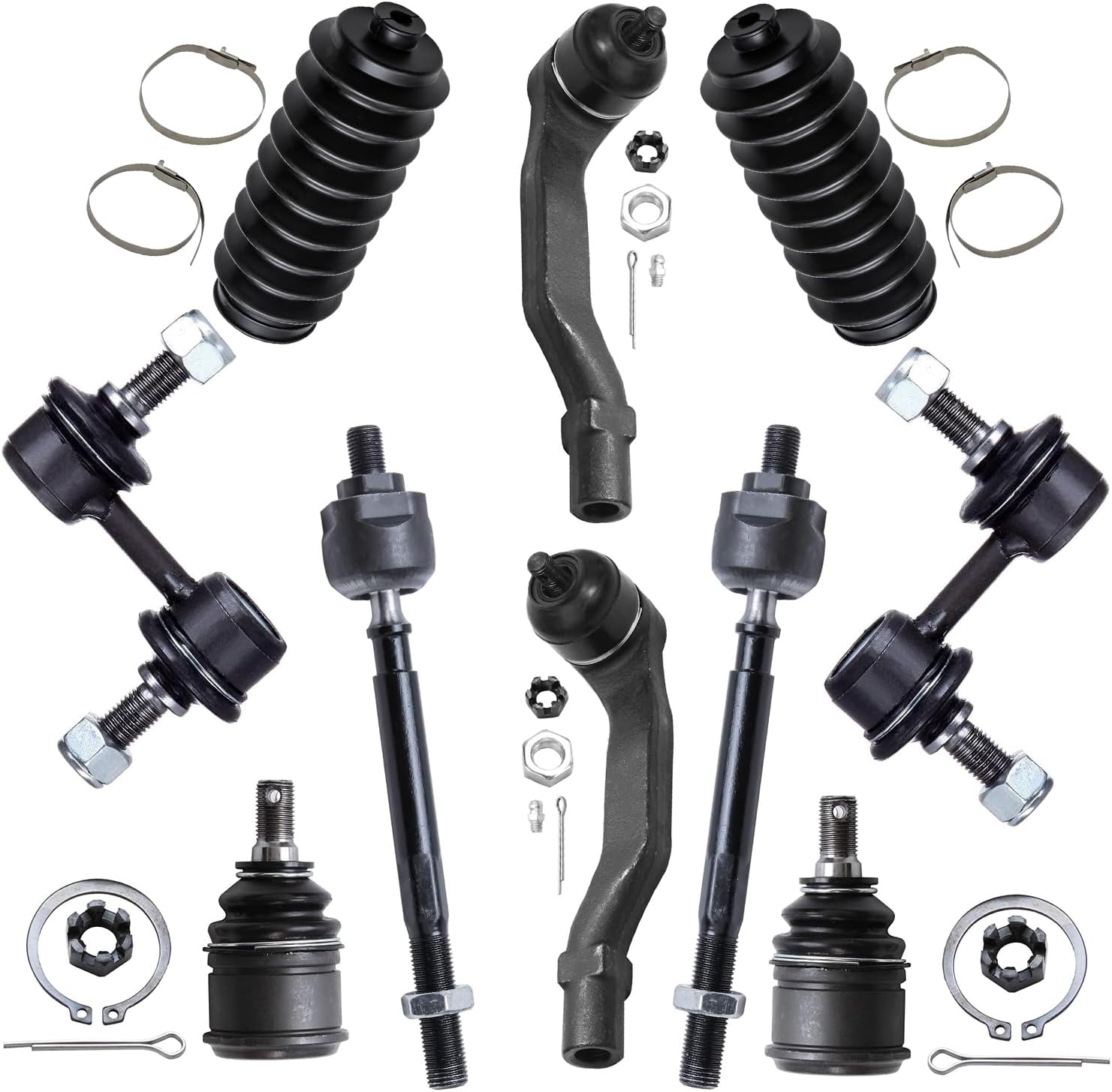Detroit Axle - 10pc Front Suspension Kit for 1997-2001 Honda CR-V 1998 1999 2000, 2 Lower Ball Joints, 4 Inner &amp; Outer Tie Rods, 2 Sway Bar Links,