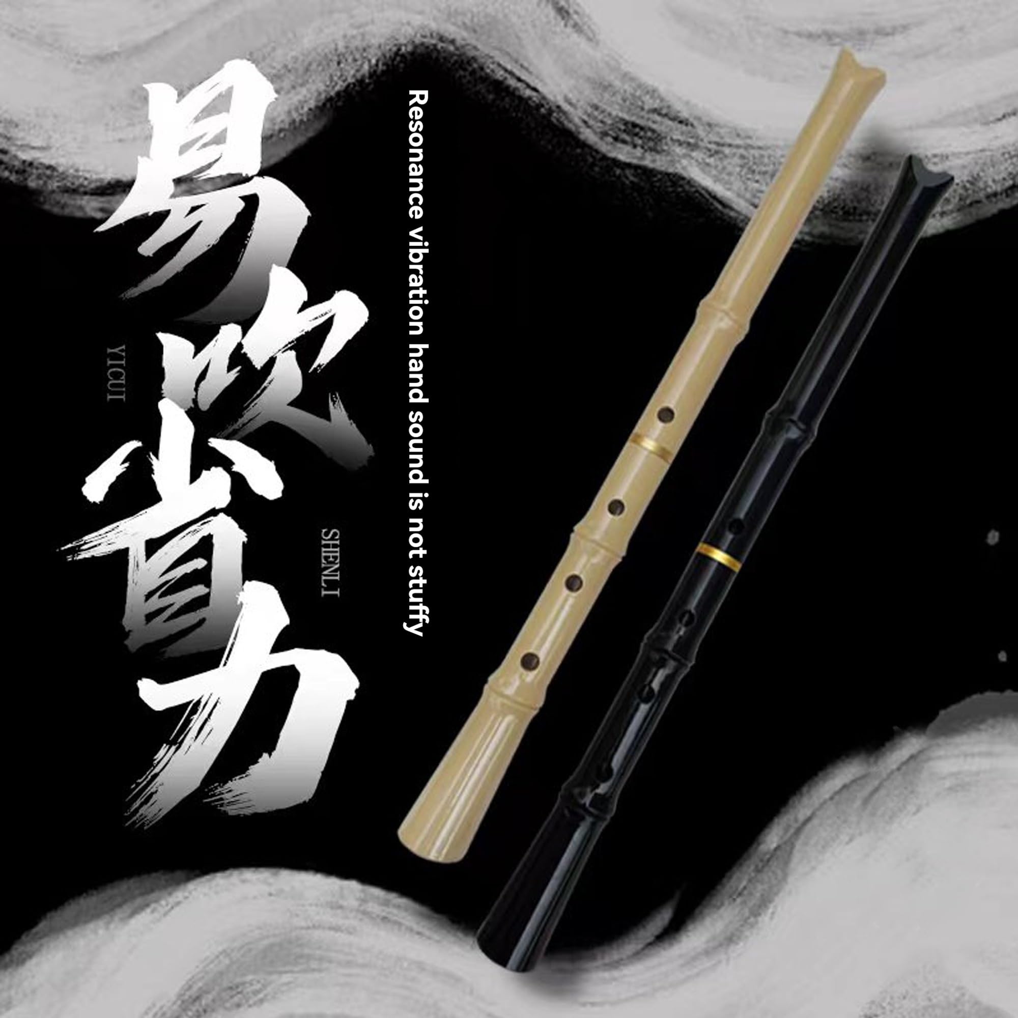 Il s'agit d'une véritable flûte shakuhachi japonaise traditionnelle et professionnelle, for débutants, à cinq trous, de style Tang, taillée extérieurement, et d'un tuyau en résine. Elle est livrée ave