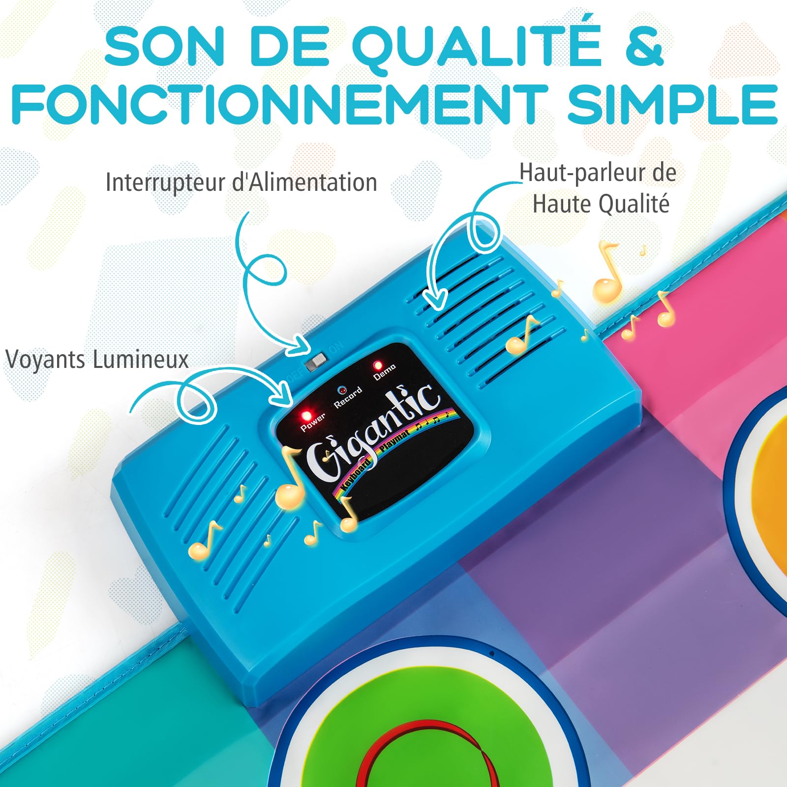 GOPLUS Tapis de Piano Enfant, 181CM Tapis de Danse Géant avec 24 Touches, 8 Sons d'Instruments, 10 Chansons, Jouet Éducatif Musical pour Filles Garçons 3+ Ans