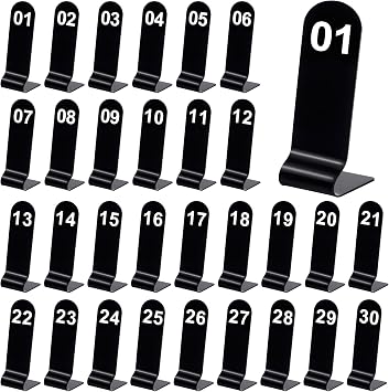 Tuanse 1-30 Table Order Numbers Restaurant Double Sided Acrylic Reception Number Stands Signs for Wedding Restaurant Seating Cafes Party BanquetBlack
