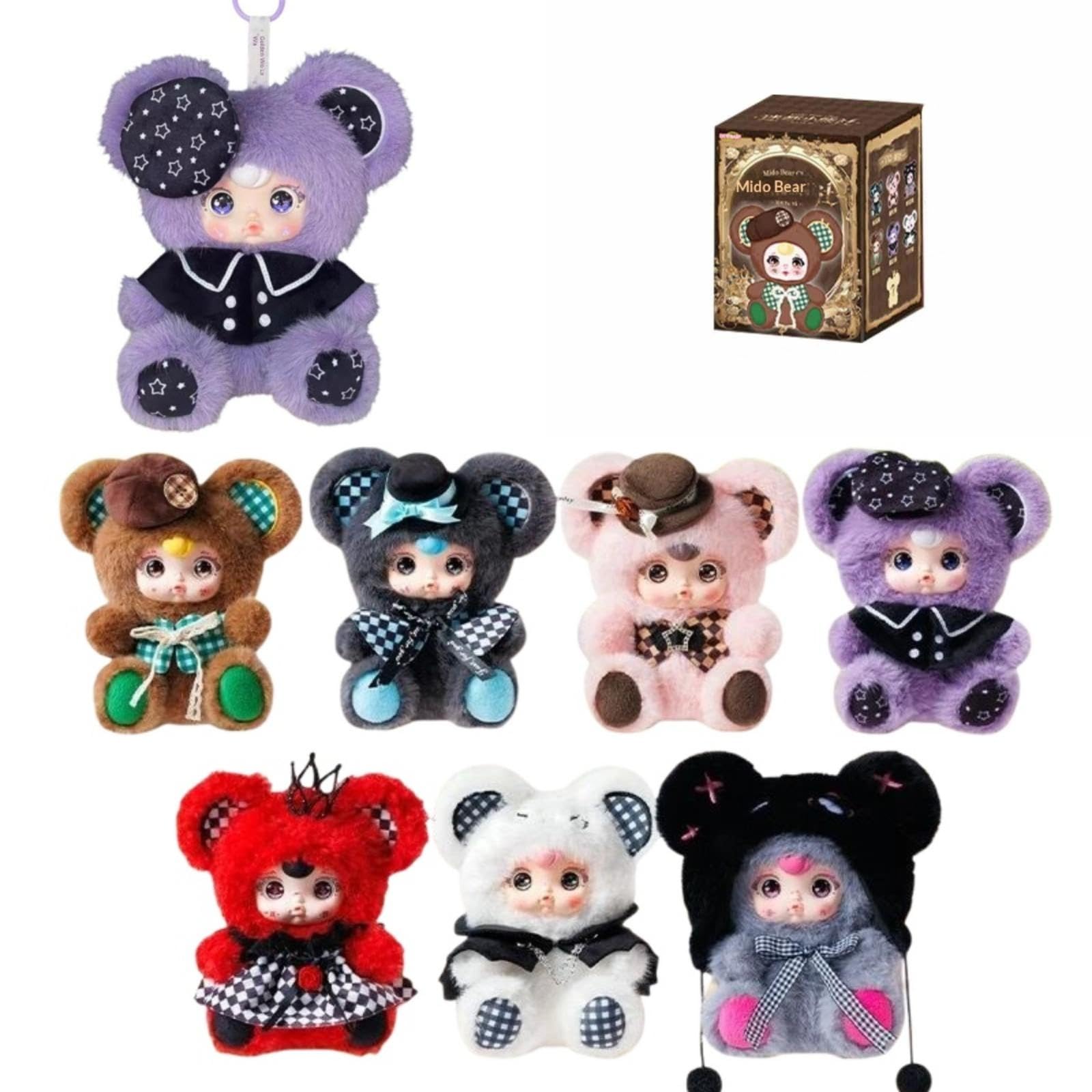 Yumi Mido Bear Club Series Vinyl Doll Mystery Box Cute Action Figure Surprise Bag Pendant Cute Figures Collectible Blind Toys Birthday Surprise Gift, Single Random Box (1 of 7 Possible Styles)
