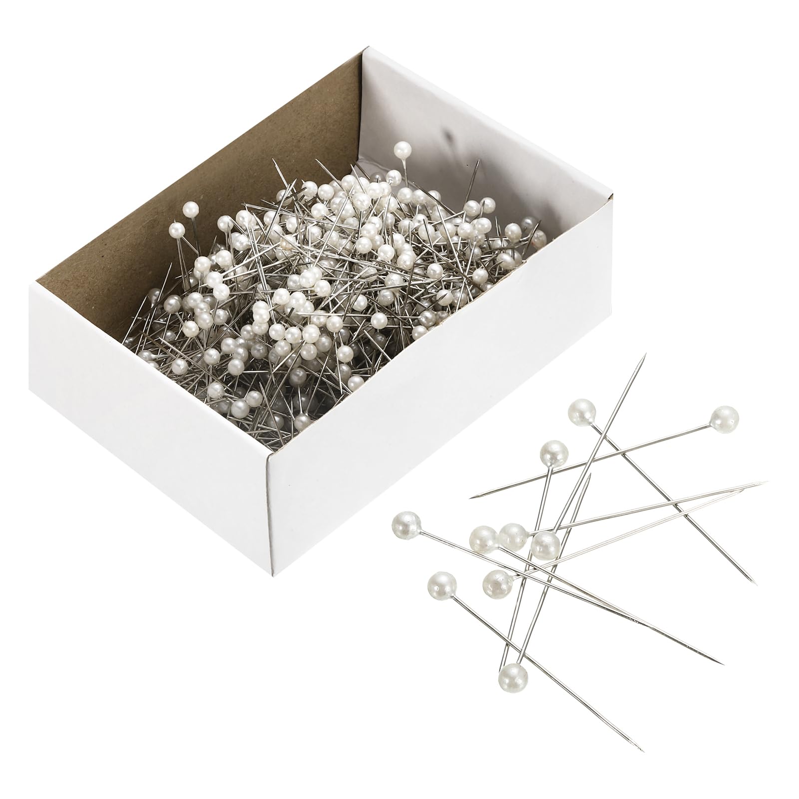 Épingles à coudre droites avec perles blanches pour loisirs créatifs et patchwork x800