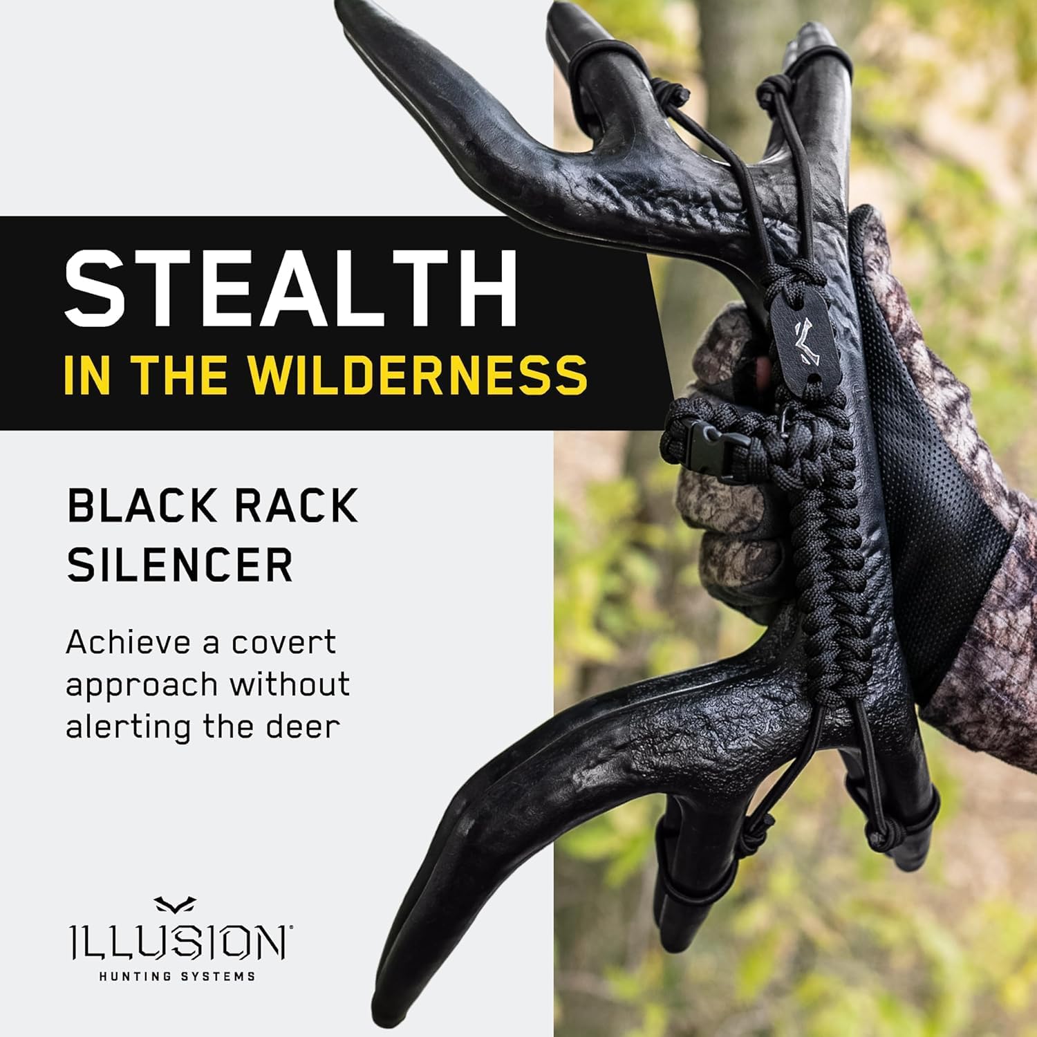Black Rack Silencer by Illusion | Black Rack Deer Call or Shed Antlers Compatible | Dual Purpose | for Rattling Antlers