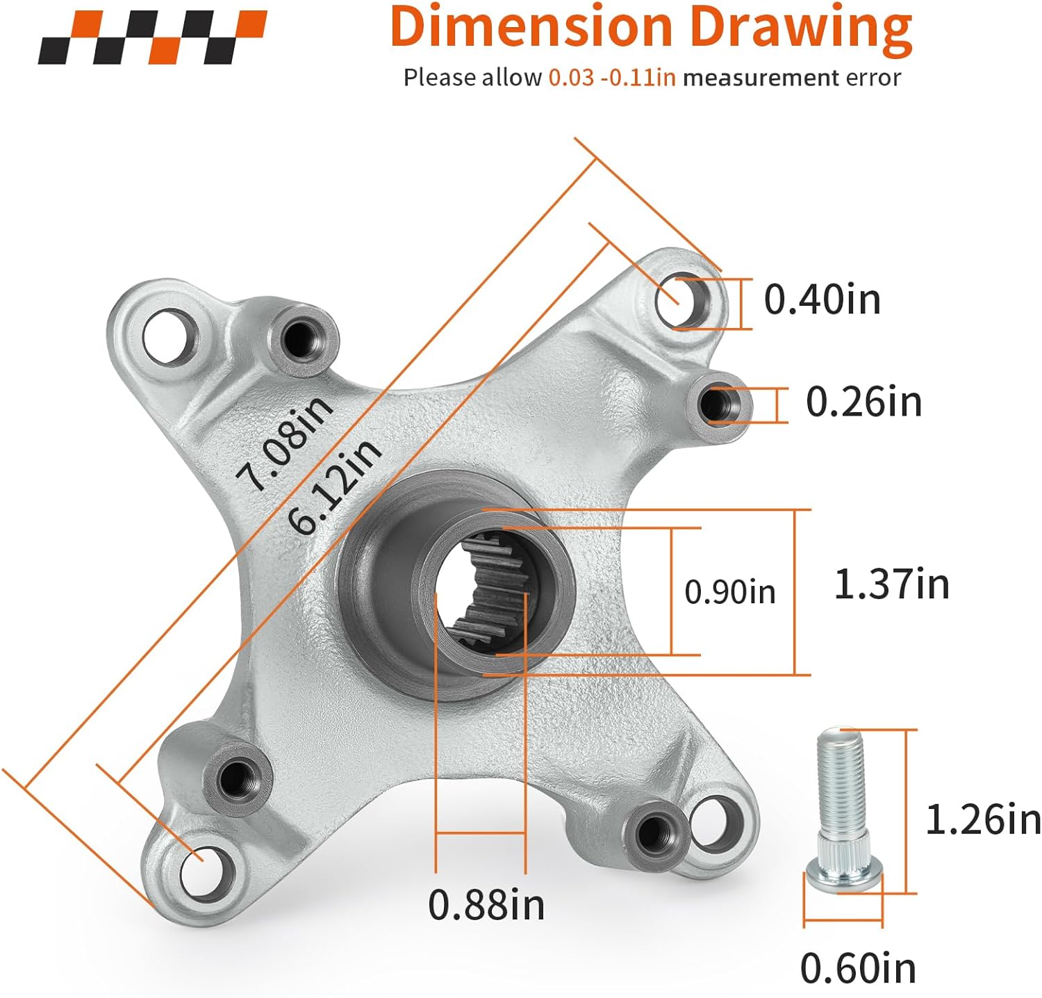 Rear Left/Right Hub & Bolts For Polaris Hawkeye Sportsman 300 400 2006-2011 5135546 5135406