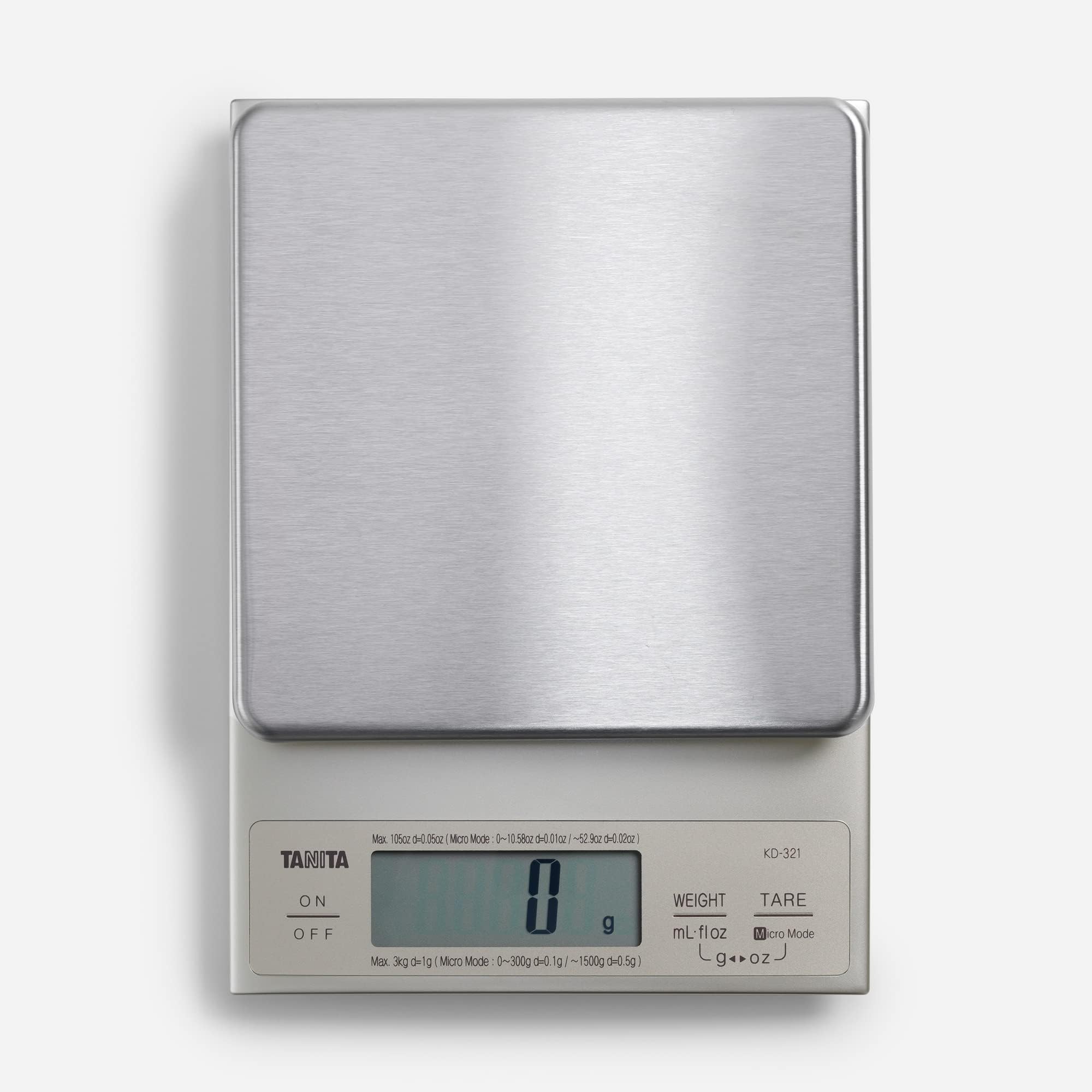 KD-321 Digital Kitchen Scales – Stainless Steel Food Weighing Scales, 3kg Precision Food Scale, Kitchen Scales Digital for Cooking & Baking, Silver