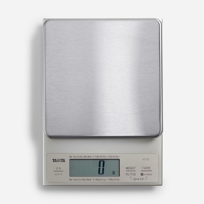 TANITA Báscula de cocina digital KD-321 de 3 kg, plateada
