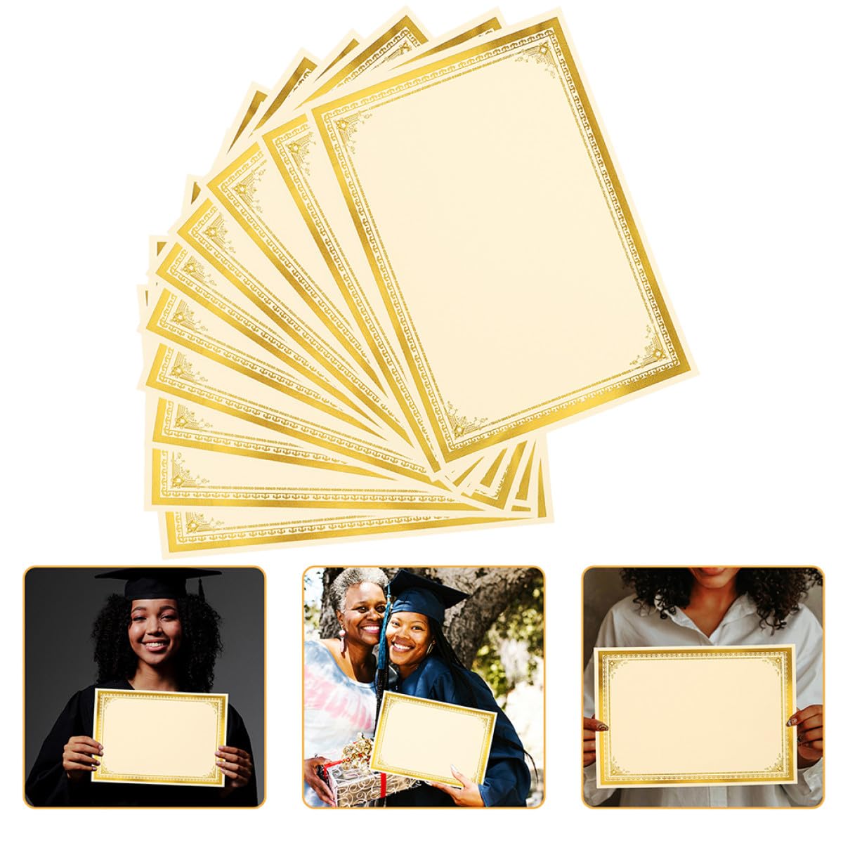SHINEOFI 35 Stück Blanko Urkundenpapier in Gold Papier für Diplom und Abschlussfeier Glattes Schreibgefühl mit Elegantem Schlichtem Design A4 Format