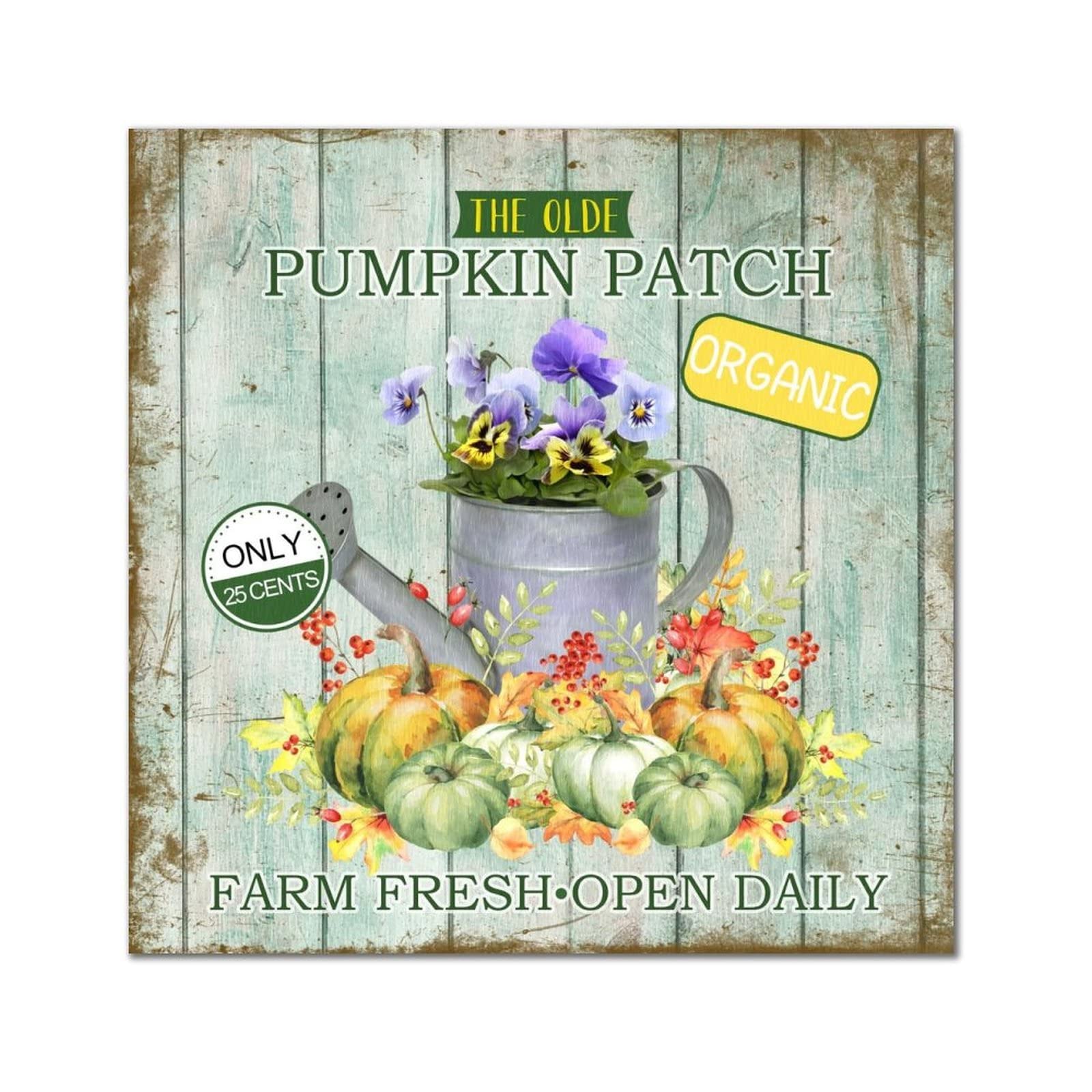 Plaque murale en bois The Old Pumpkin 35x35 cm pour decoration de salon