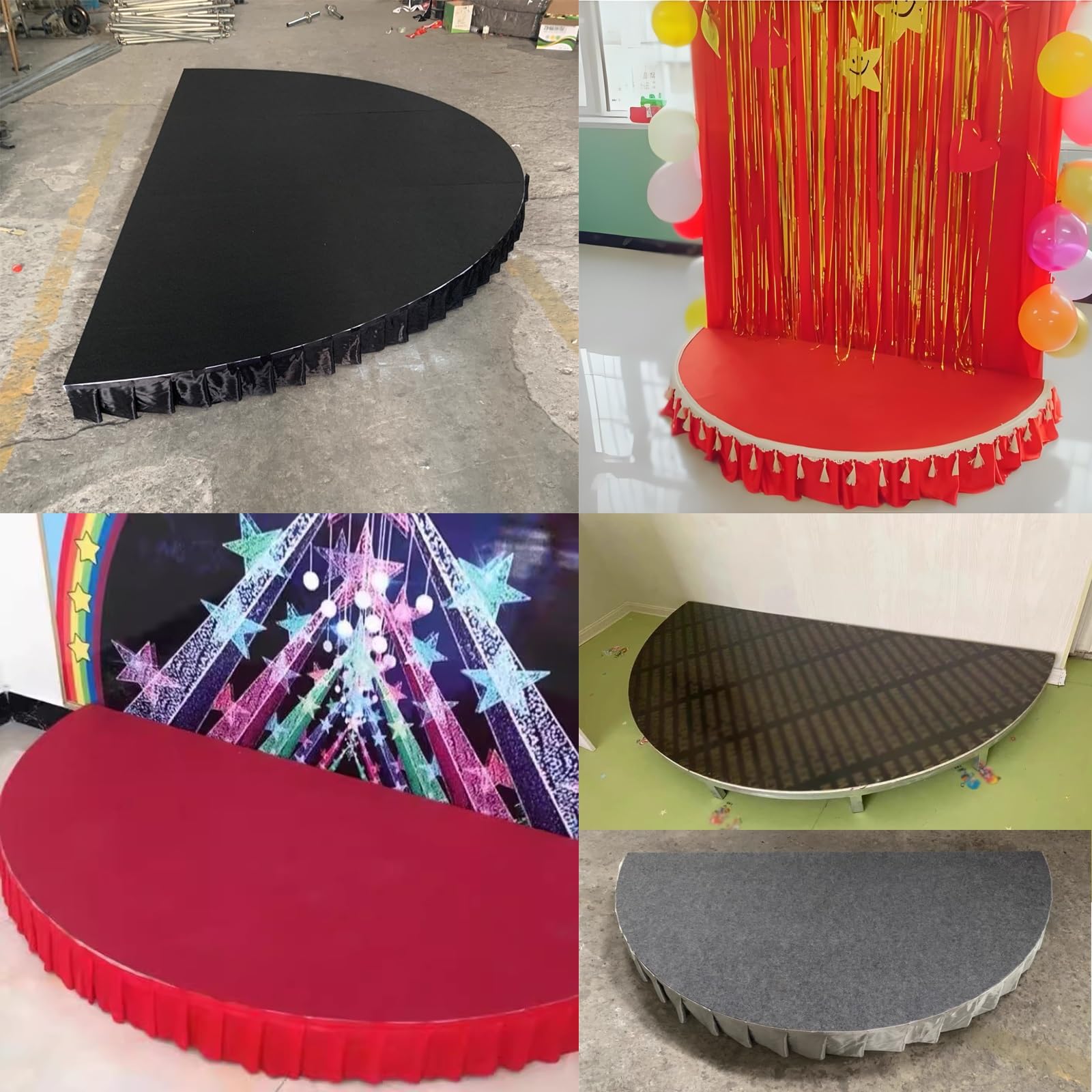 Piattaforma Portatile e Resistente con Superficie Antiscivolo e Gonna Removibile: Perfetta per Talk Show, Eventi, discorsi e spettacoli. Design Robusto e affidabile.