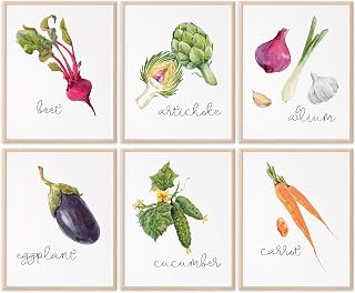 Kitchen Wall Decor Art Prints - Botanical Prints - (Set of 6) - Unframed - 8x10s | Flower Wall Décor | Kitchen Wall Décor | Vintage Wall Décor | Botanical Wall Art | Aesthetic Wall Décor