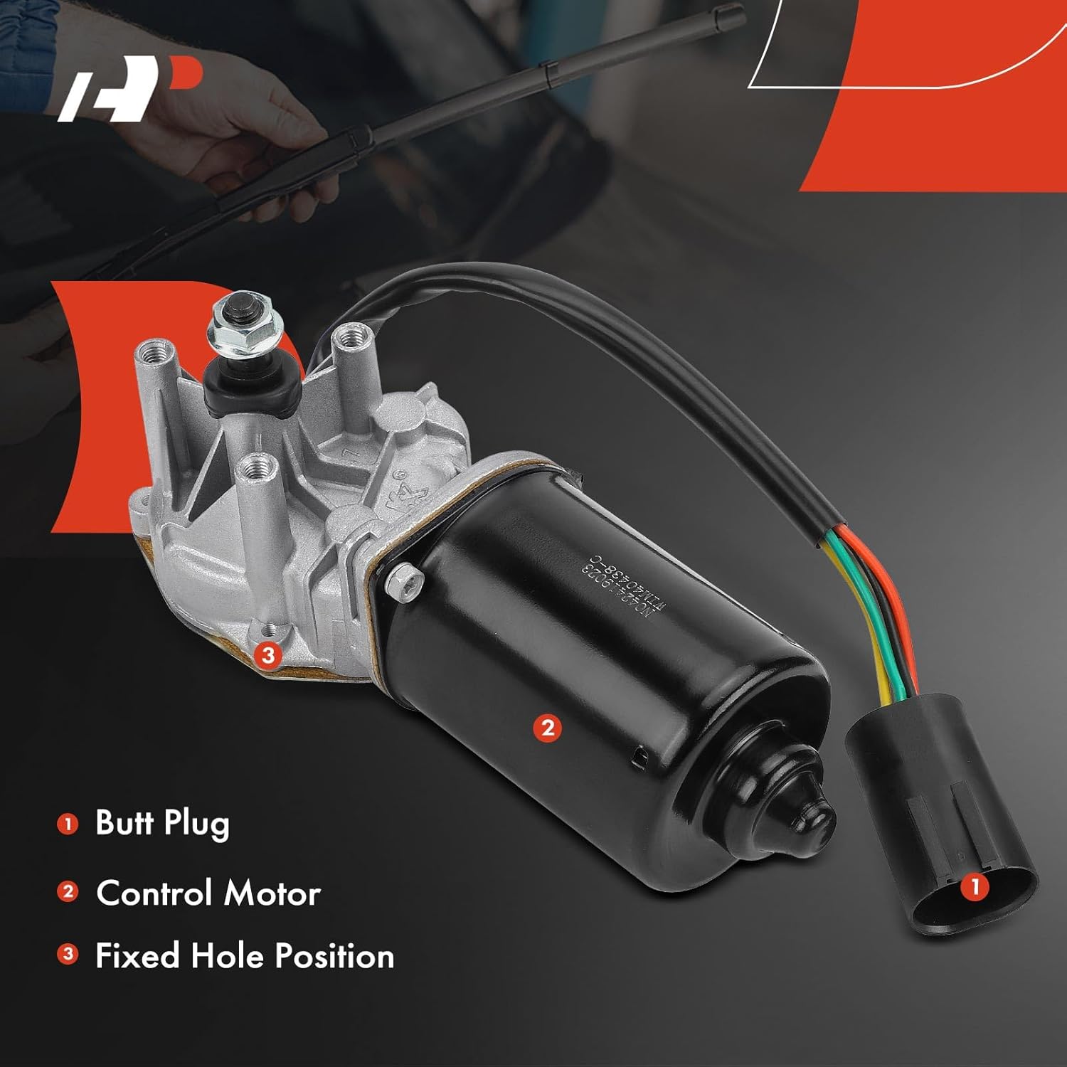 A-Premium Front Windshield Wiper Motor Without Washer Pump Compatible with Jeep XJ Series Cherokee 1991-1999, MJ Series Comanche 1991-1992, 5-Pin