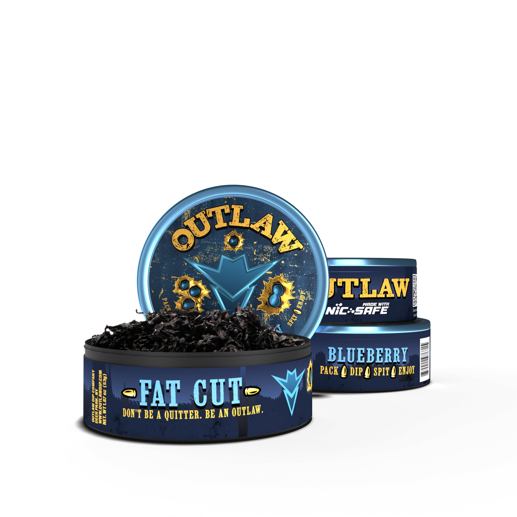 Outlaw Backwoods Blueberry NiC-Safe™ Fat Cut - 3 Pack - Tobacco & Nicotine Free Chew
