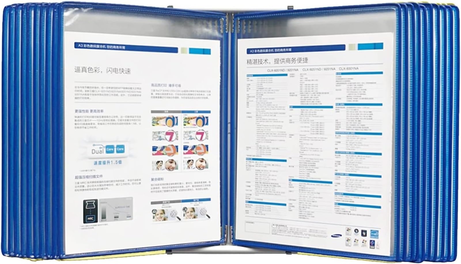 noxozoqm Desktop Reference with 20 Display Pockets,Wall-Mounted Flip File Holder,A4 Document Reference and Storage,Magnetic Models(Color:E)