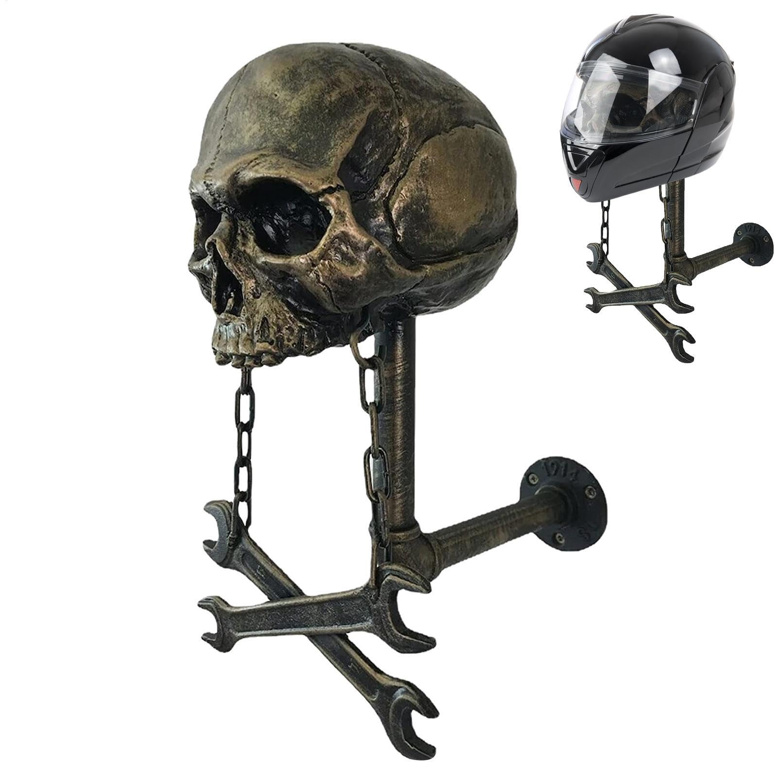 Supporto per caschi da moto, supporto per caschi cranio,Supporto da parete per caschi | Supporto per caschi cranio da moto, supporto per caschi, design testa cranio da parete, per bicicletta,