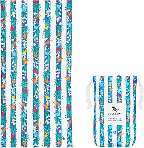 Miniatura 1 de Dock & Bay Toalla de secado rápido - para deportes y gimnasio - Compacta, ligera - 100% reciclada - Incluye bolsa - Niños - Bajo el arrecife, grande