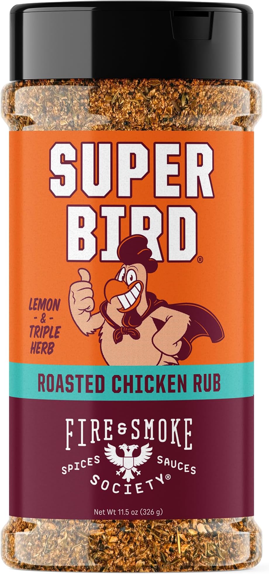 Fire & Smoke Society Super Bird Poultry Seasoning | BBQ Seasoning for Smoking and Grilling Meat | Poultry, Chicken, Turkey, Dry BBQ Rubs and Spices | Paprika, Coriander, Thyme, Oregano, Lemon | XL 11.5 oz