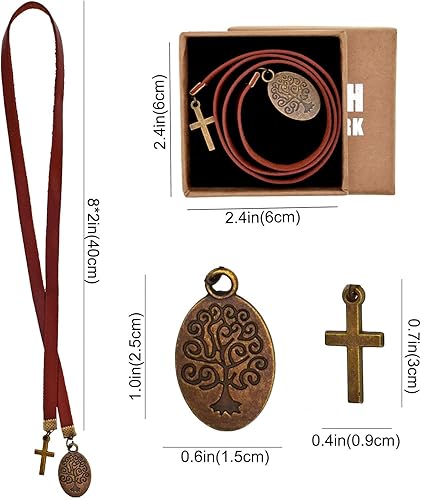 Miniatura 6 de BLBMH Marcador de libros de cuero genuino con cinta de la Biblia, árbol de la vida, regalos cristianos para mujeres, hombres, amantes de los libros,