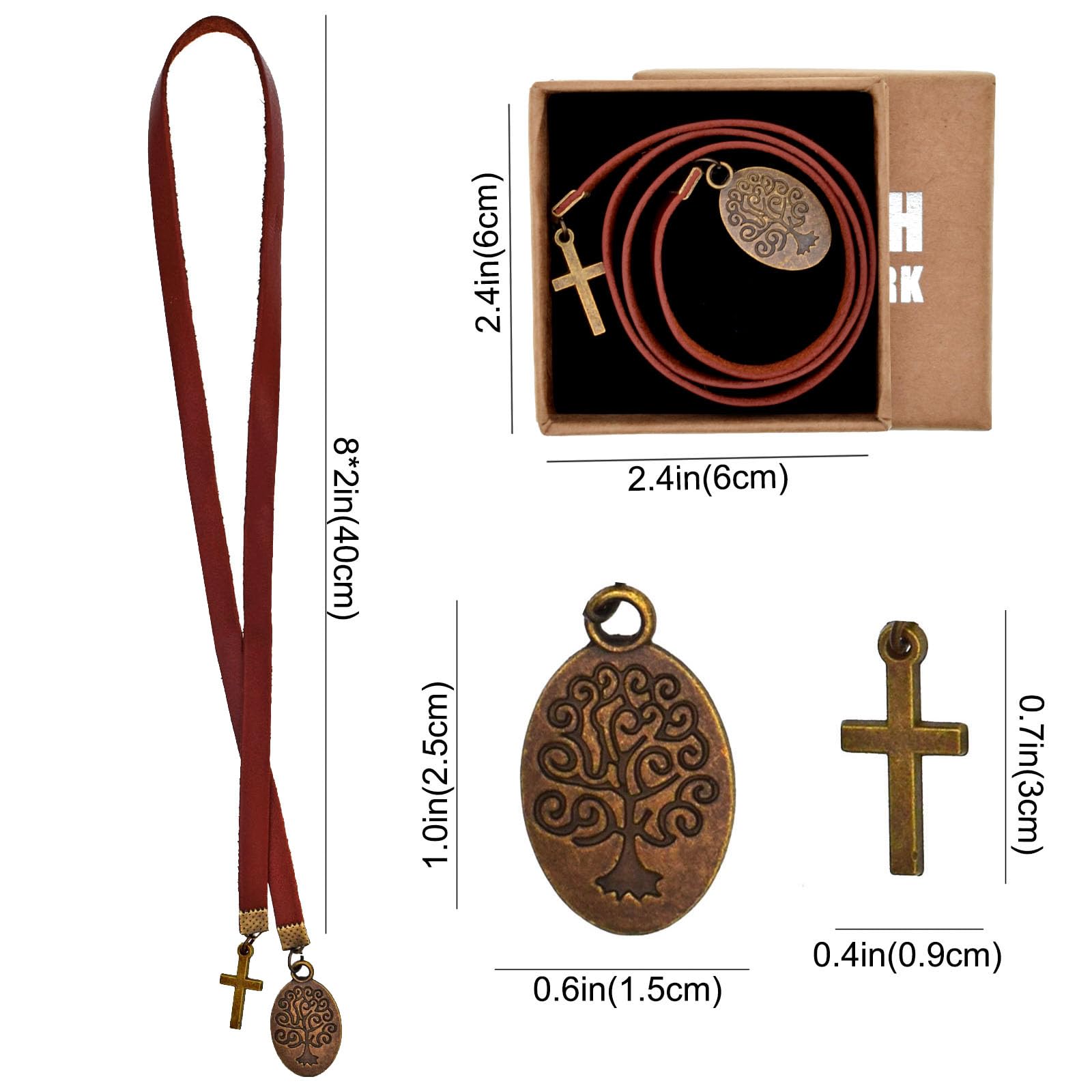 BLBMH Lesezeichen aus echtem Leder, Bibelband, Lesezeichen, Baum des Lebens, Kreuz, christliche Geschenke für Frauen und Männer, Buchliebhaber, LB1